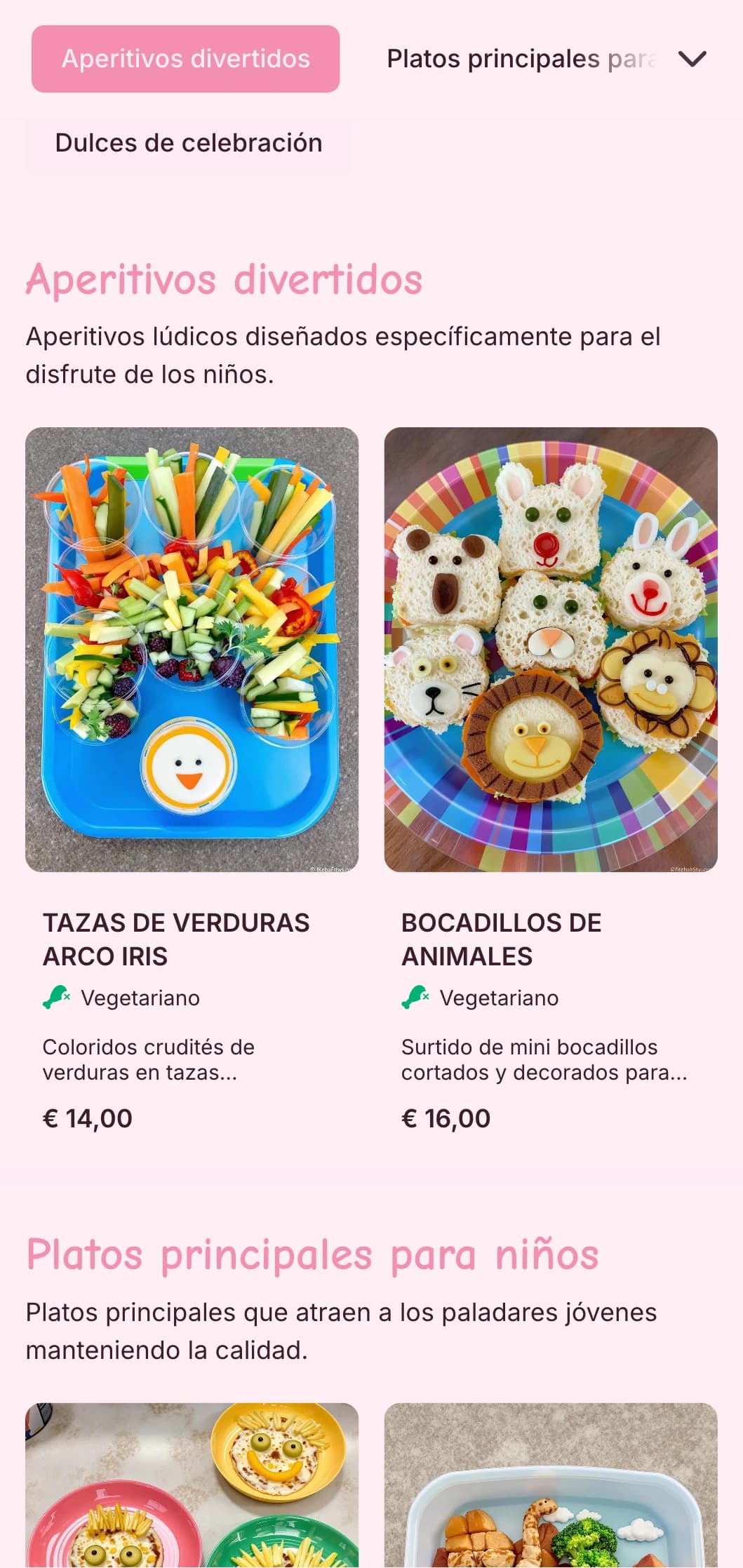 Catering divertido y colorido diseñado específicamente para eventos infantiles con una presentación lúdica, opciones adaptadas a los niños y estaciones de comida interactivas.