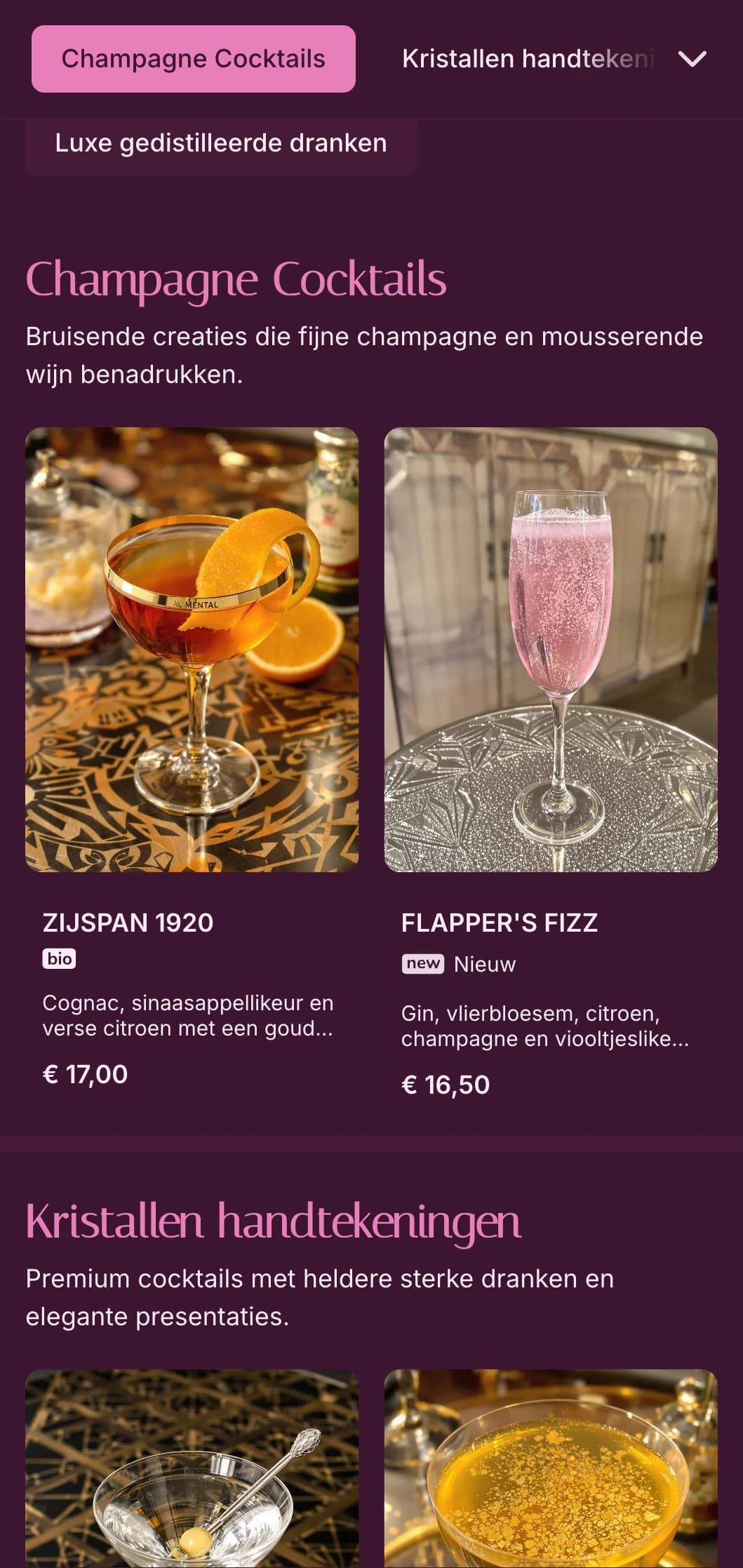 Verfijnd roze en op kristal geïnspireerd ontwerp voor chique cocktailbestemmingen.