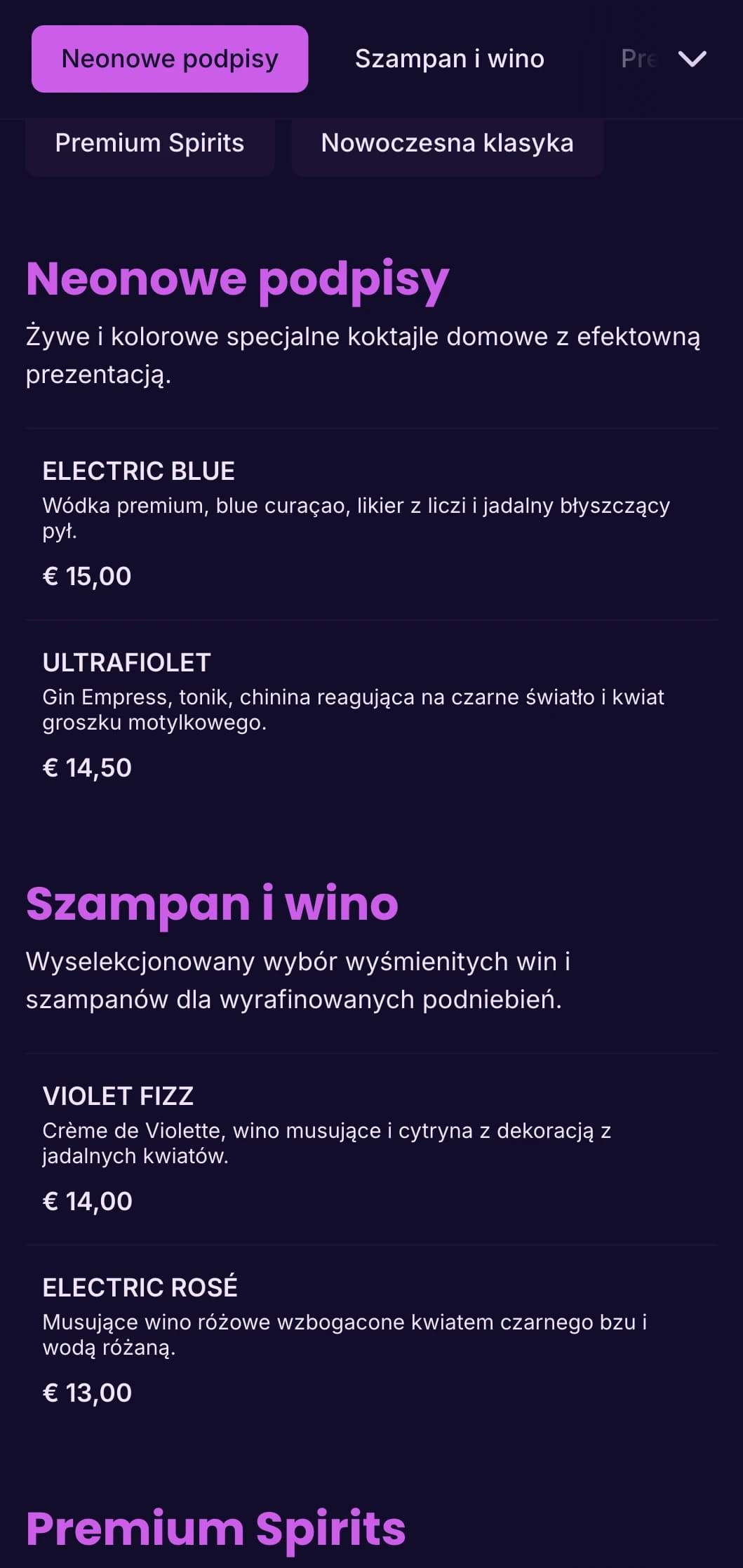 Żywy fioletowy i ultrafioletowy design dla modnych klubów nocnych i salonów koktajlowych.