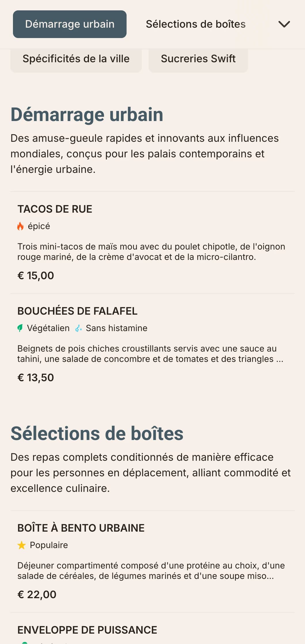 Une typographie dynamique et une mise en page efficace pour les professionnels urbains à la recherche de repas de midi de qualité.