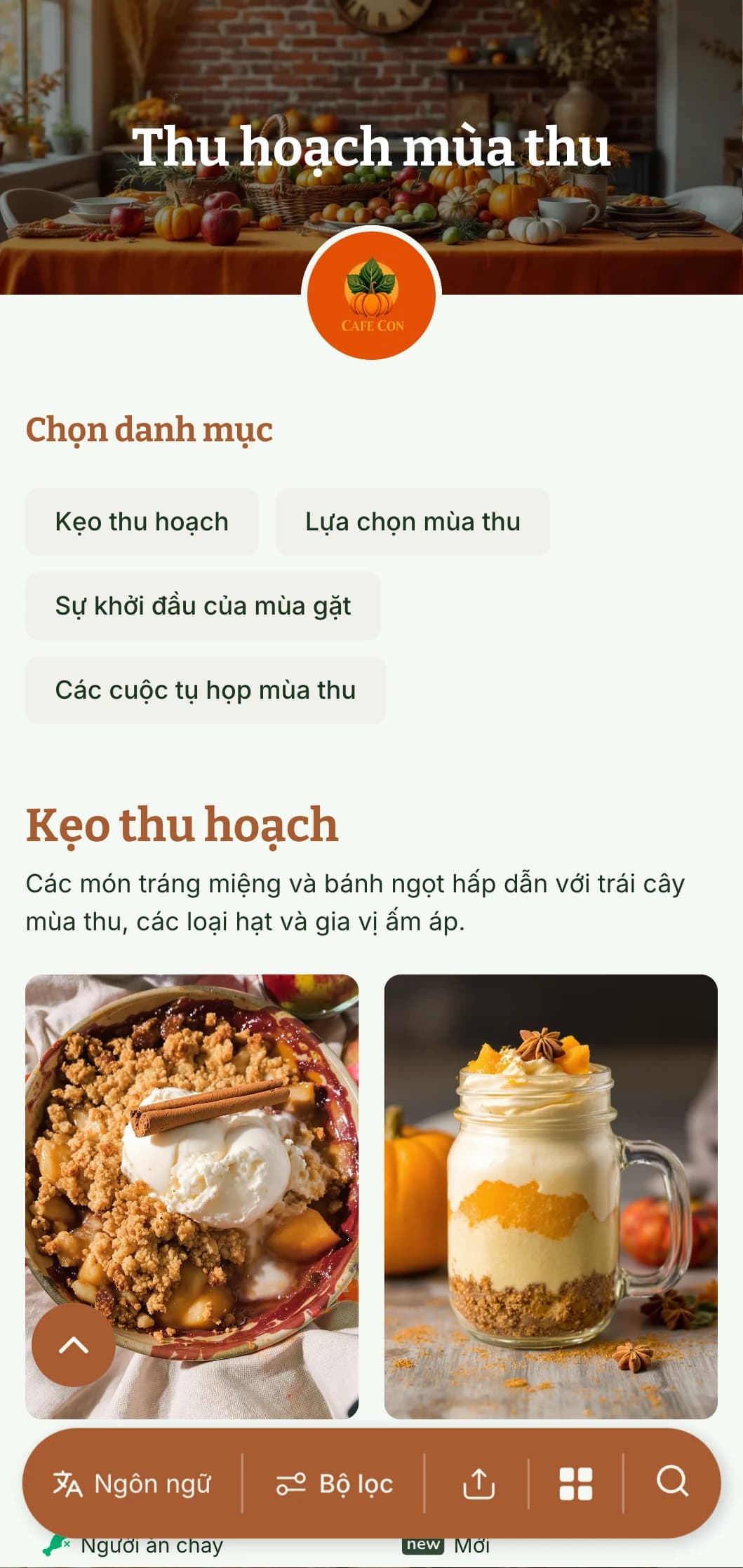 Mẫu bữa sáng theo mùa với tông màu ấm áp của mùa thu, lý tưởng cho các quán cà phê phục vụ bữa sáng lấy cảm hứng từ mùa thu.