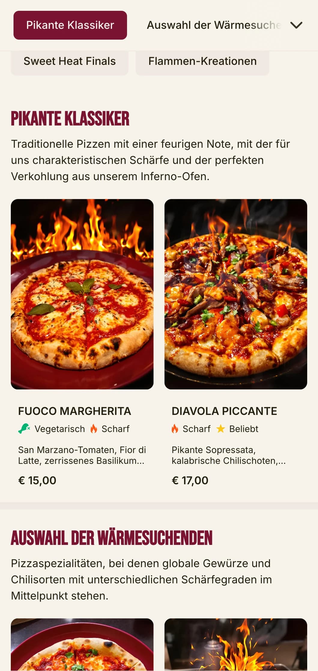 Eine energiegeladene Pizzakarte mit fetter Typografie und leuchtenden Farben für pikante Pizzaspezialisten.