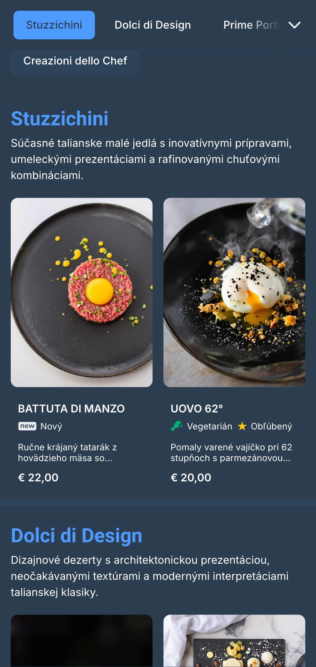 Elegantný, moderný dizajn s vysokým kontrastom a čistými líniami odráža módnu a inovatívnu kulinársku scénu Milána.