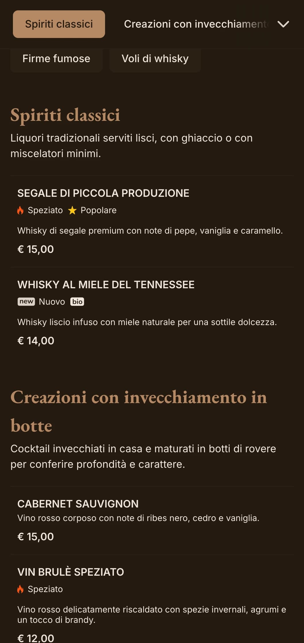 Toni marroni ricchi e tipografia classica per whisky bar e pub tradizionali.