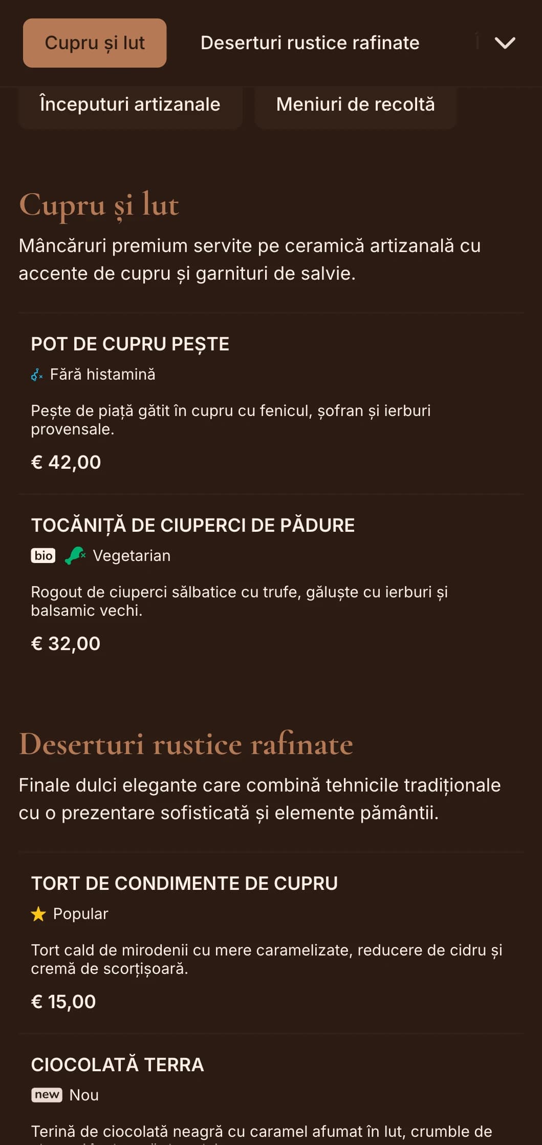 Eleganță rustică rafinată cu tonuri calde de cupru și accente de salvie, perfectă pentru mese sofisticate de la fermă la masă și mese fine de sezon.
