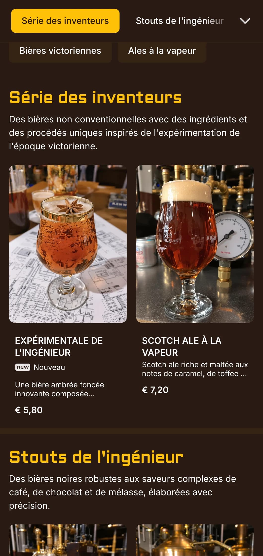Fusion victorienne-industrielle avec des accents en laiton et une esthétique mécanique, parfaite pour les brasseries à thème avec du caractère.