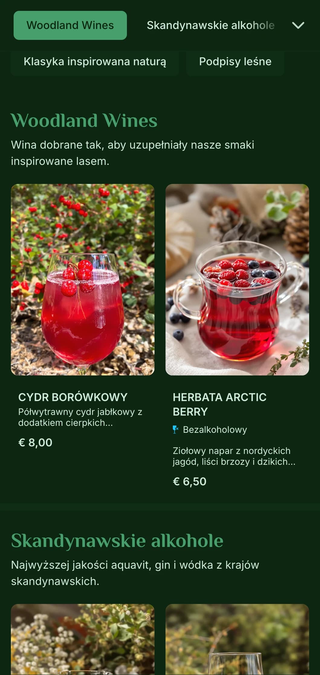 Głęboka zieleń inspirowana skandynawskimi lasami dla barów o tematyce przyrodniczej.