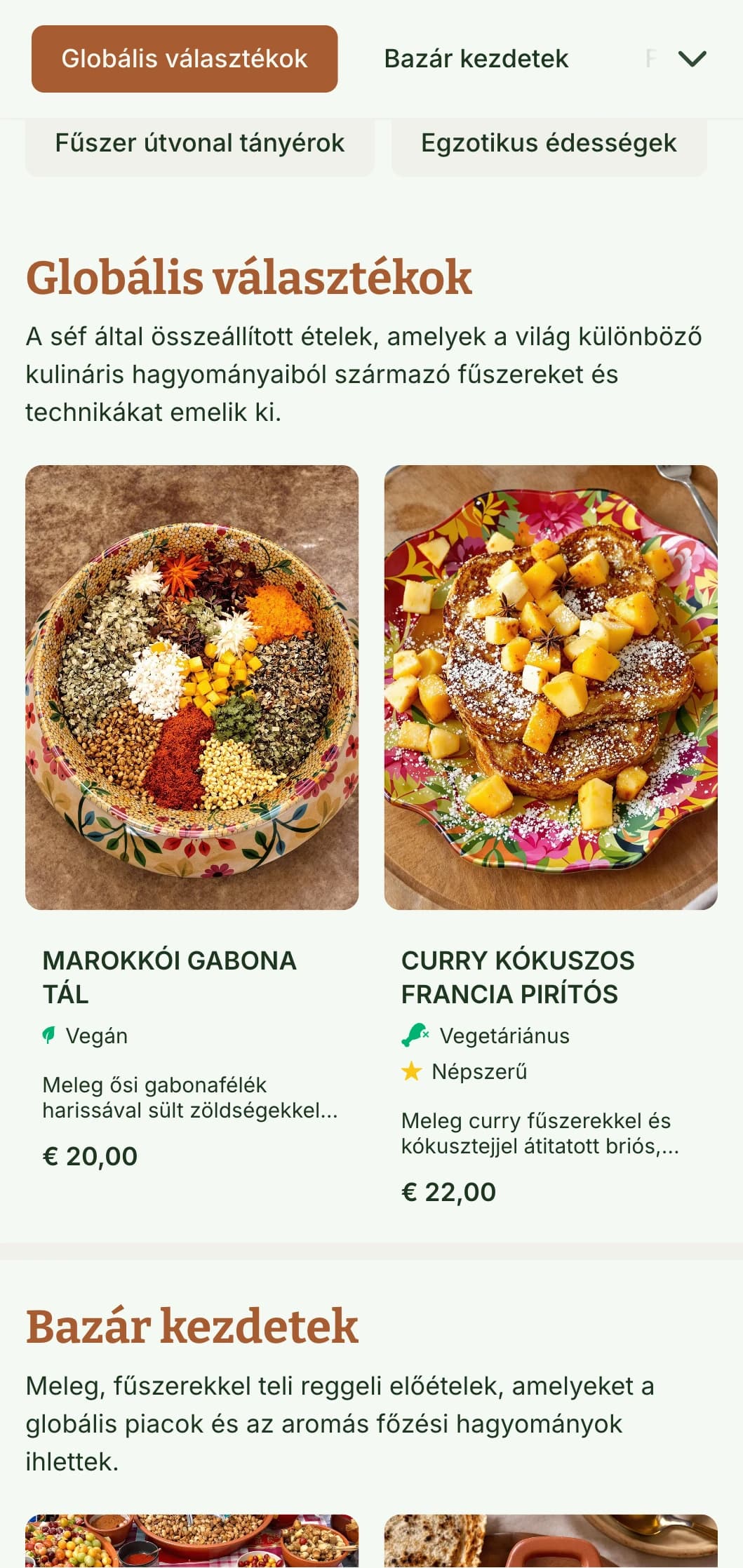 Meleg, fűszeres ihletésű brunch sablon gazdag színekkel, tökéletes a globális reggeli ízeket és fűszeres ételeket kínáló kávézók számára.