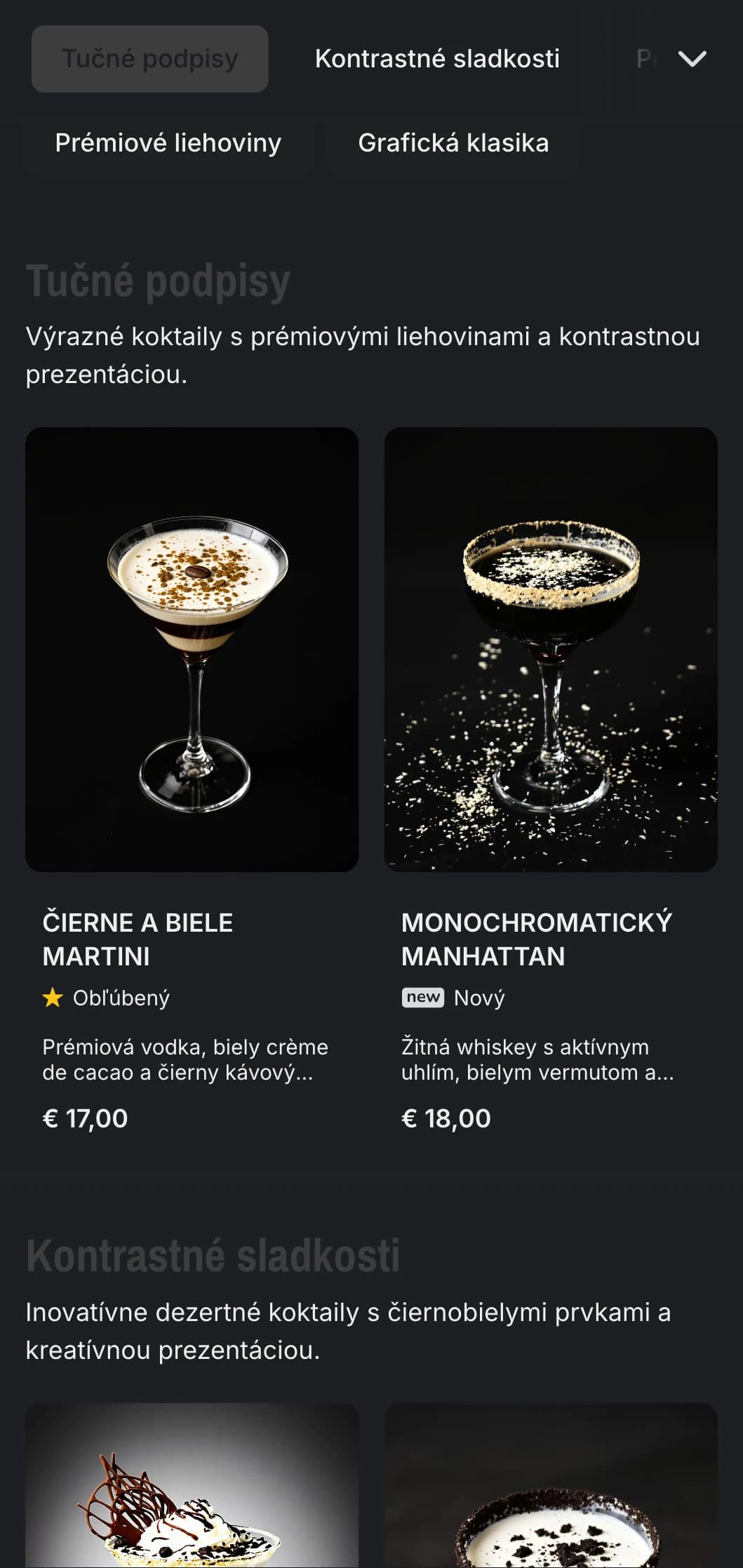 Elegantný čiernobiely dizajn pre moderné koktailové bary s výrazným kontrastom a minimalistickou typografiou.