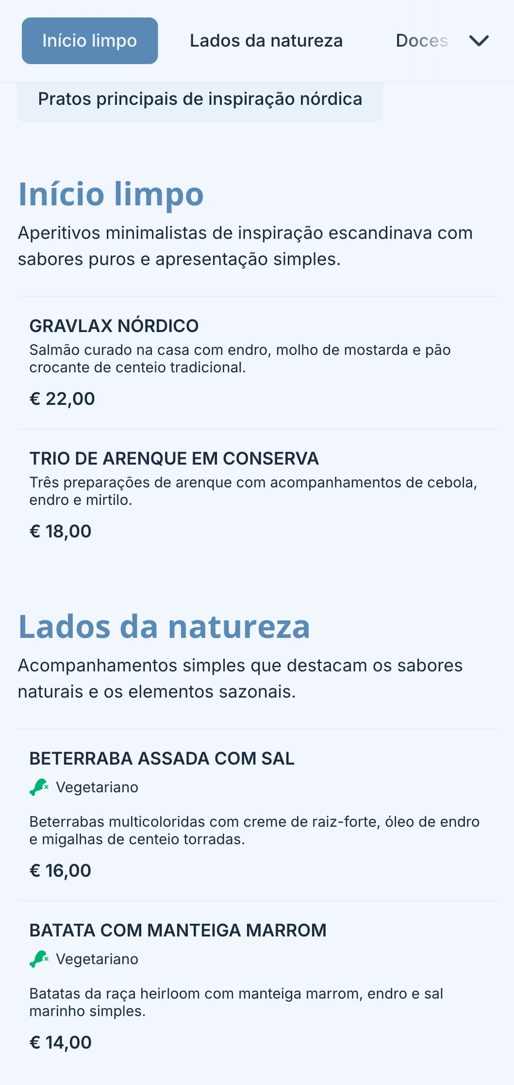 Serviço de bufê limpo de inspiração escandinava com design minimalista, elementos fermentados e apresentação inspirada na natureza para eventos modernos.