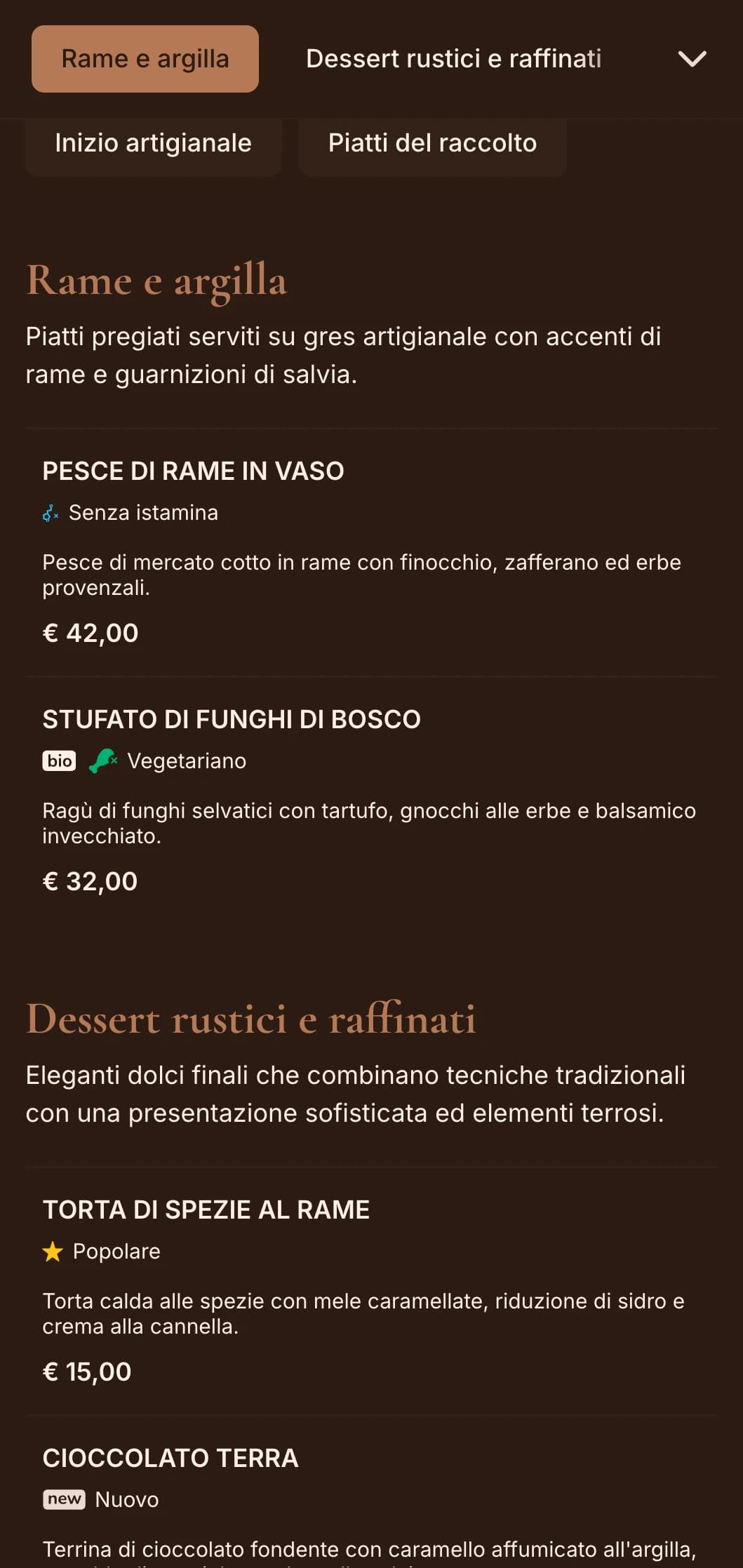 Raffinata eleganza rustica caratterizzata da calde tonalità di rame e accenti di salvia, perfetta per una cucina sofisticata e stagionale.