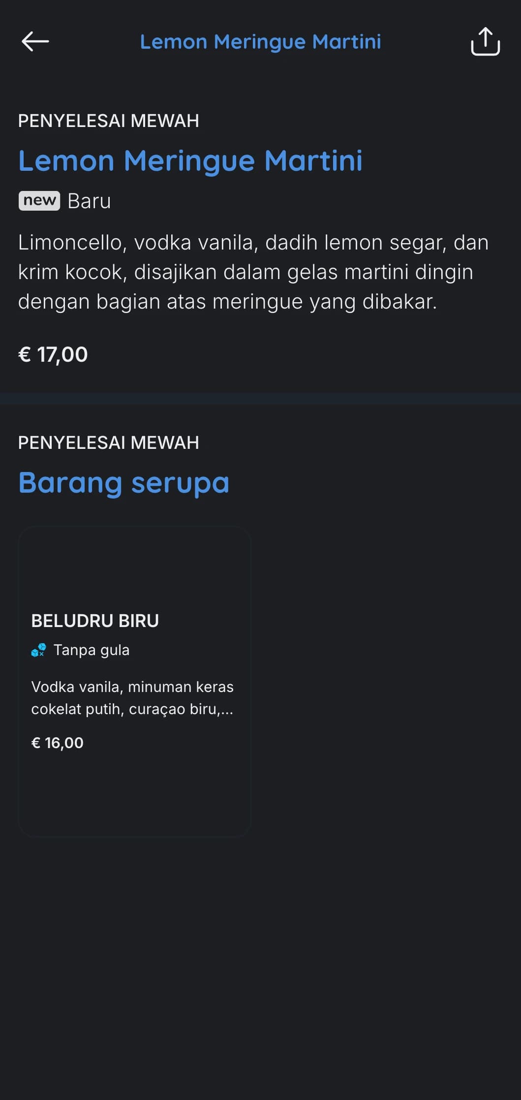 Desain kontemporer bernuansa sejuk untuk bar dan lounge hotel kelas atas yang menampilkan tipografi ramping dan aksen biru.