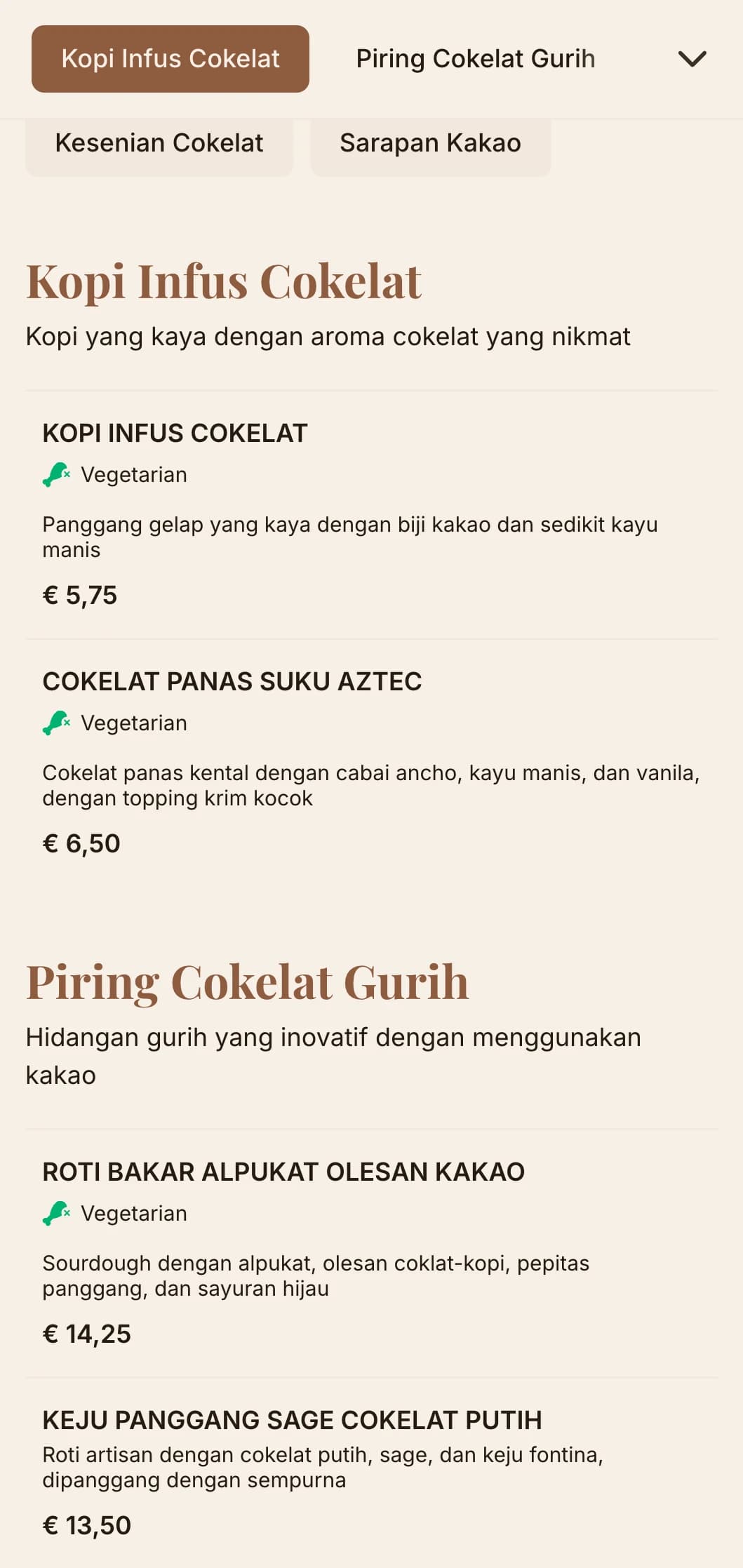 Desain berwarna cokelat tua dengan tekstur yang kaya untuk kafe cokelat dan toko makanan penutup.
