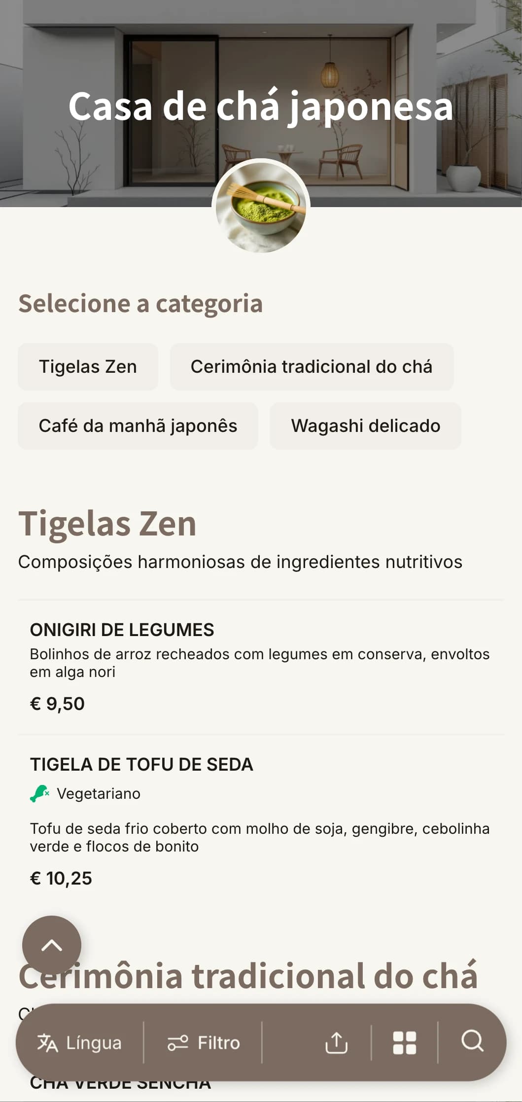 Design minimalista inspirado na estética japonesa para casas de chá e cafés zen.