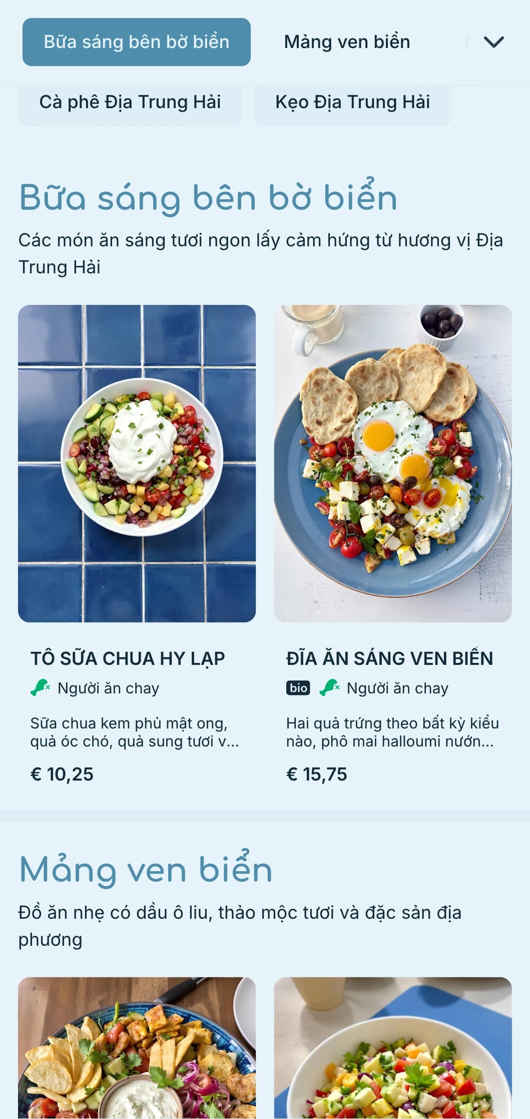 Bảng màu xanh tươi mát lấy cảm hứng từ vùng biển Địa Trung Hải dành cho các quán cà phê và quán rượu ven biển.