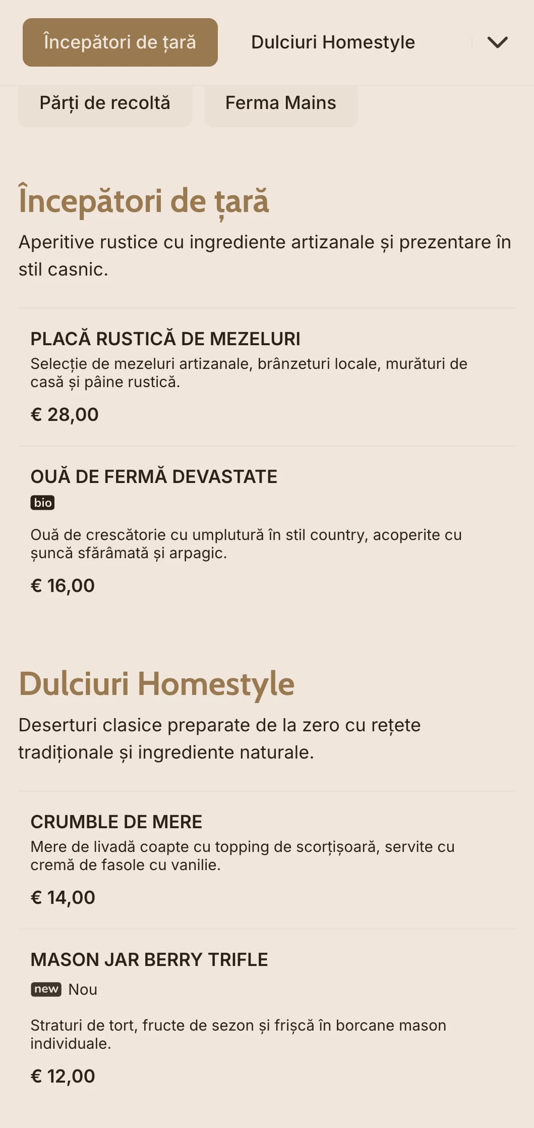 Catering cald inspirat de țară, cu mâncăruri consistente, servicii în stil familial și prezentare rustică pentru nunți în hambare și evenimente rurale.