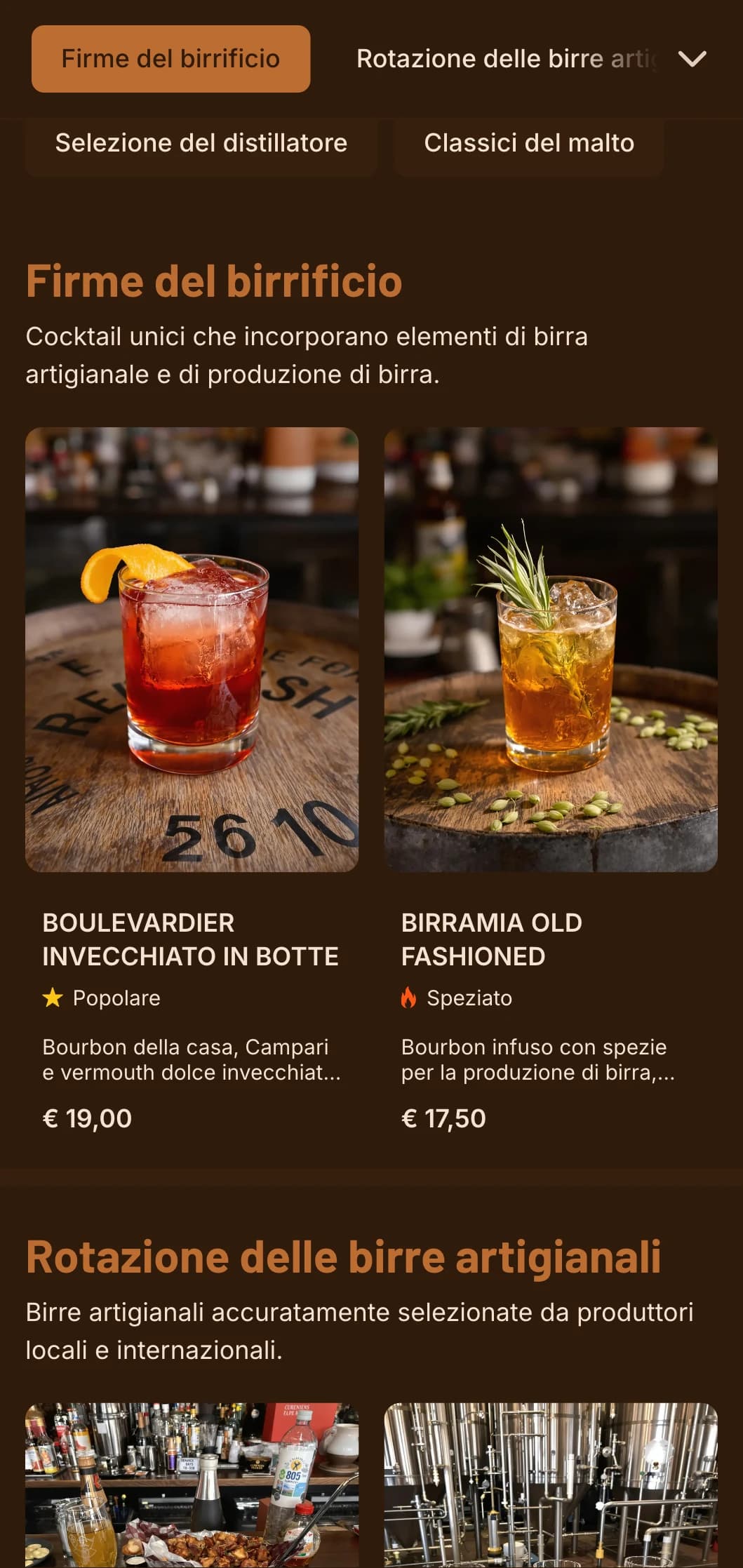 Design arancione caldo con elementi di produzione di birra per locali di birra artigianale e cocktail.