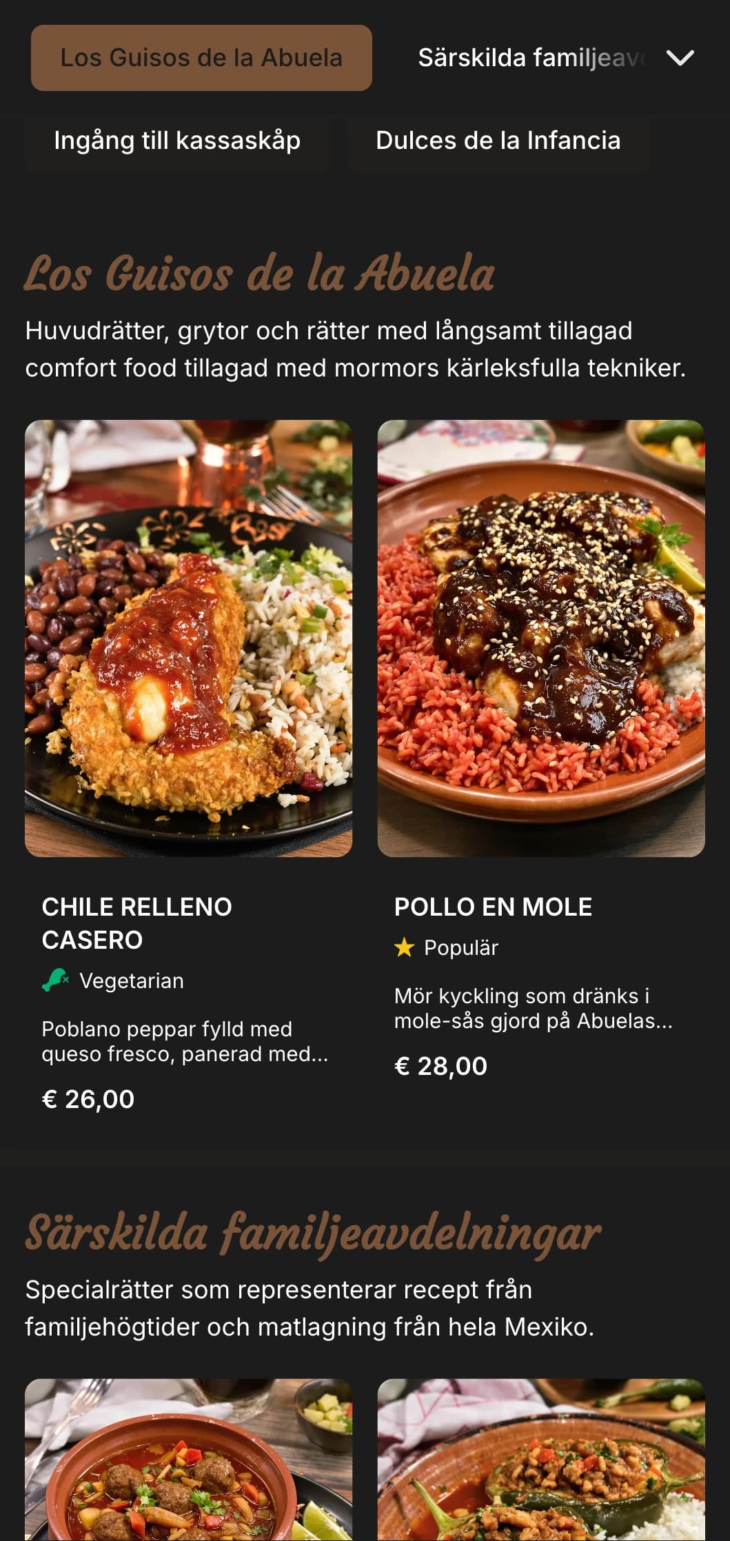 Varm och trivsam mexikansk homestyle-meny med mormors recept, varma bruna accenter och traditionella familjerätter.
