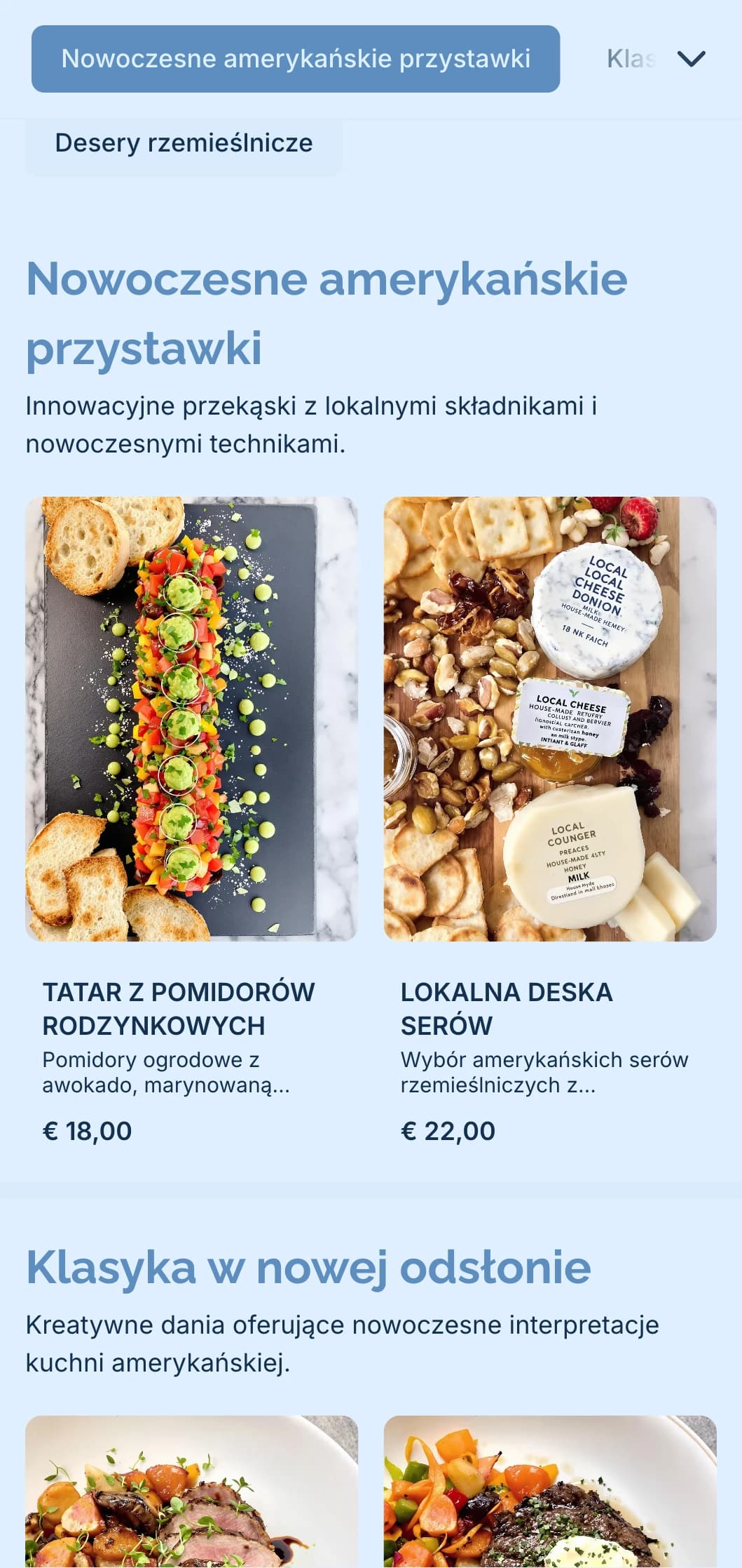 Nowoczesny catering inspirowany kuchnią amerykańską z lokalnymi składnikami, innowacyjnymi technikami i współczesną prezentacją na wyszukane imprezy.