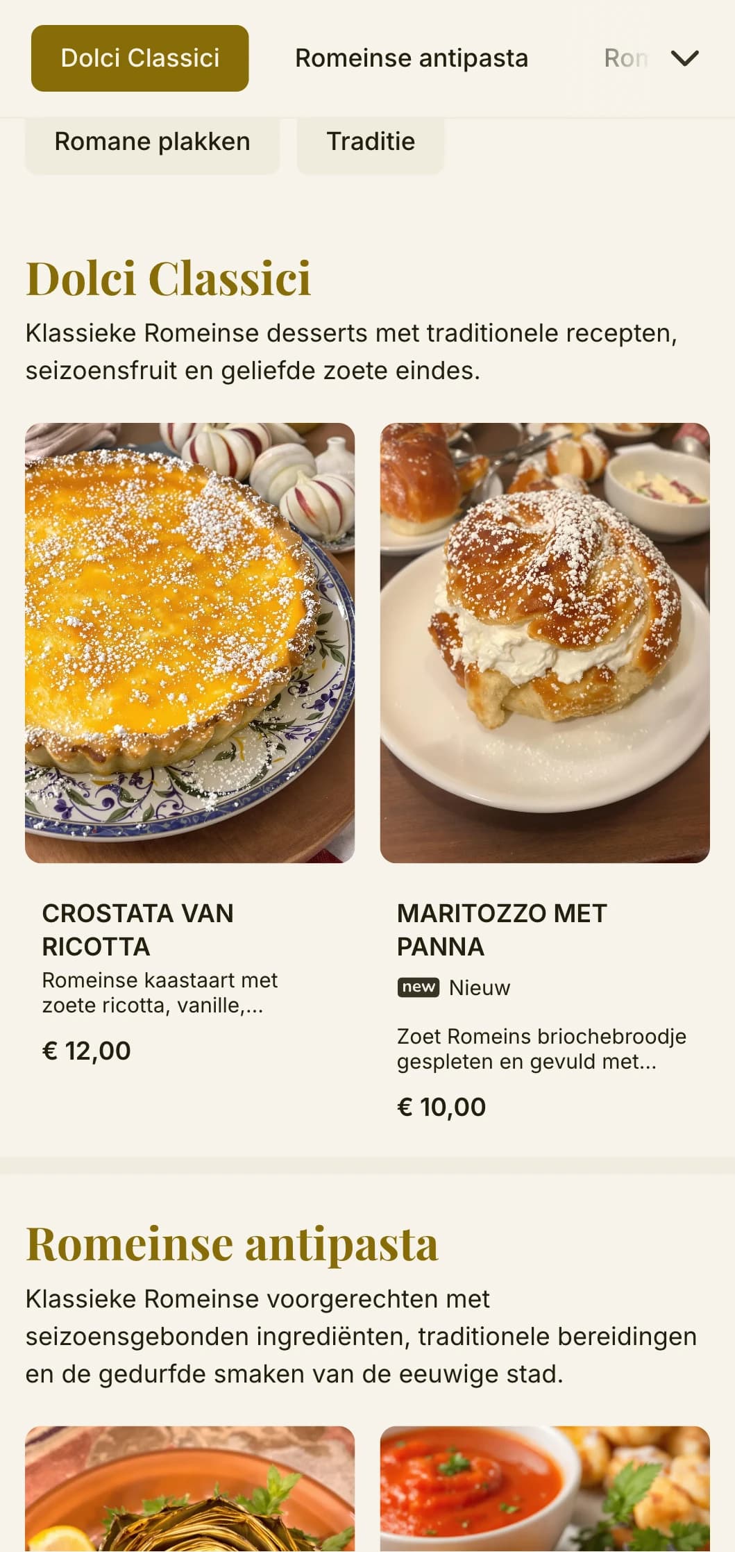 Tijdloos design met subtiele historische verwijzingen en een warm kleurenpalet dat het culinaire erfgoed van Rome weerspiegelt.