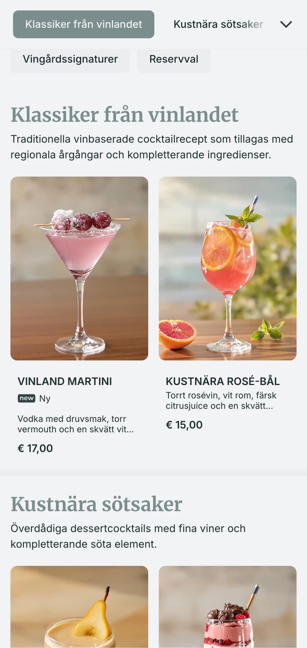 En fräsch, kustinspirerad design för vinbarer i kustnära lägen med dimmiga blågrå toner och luftig typografi.