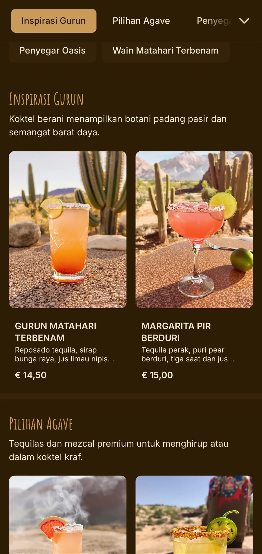 Nada oren dan coklat hangat yang diilhamkan oleh landskap padang pasir untuk ruang istirahat bohemian.
