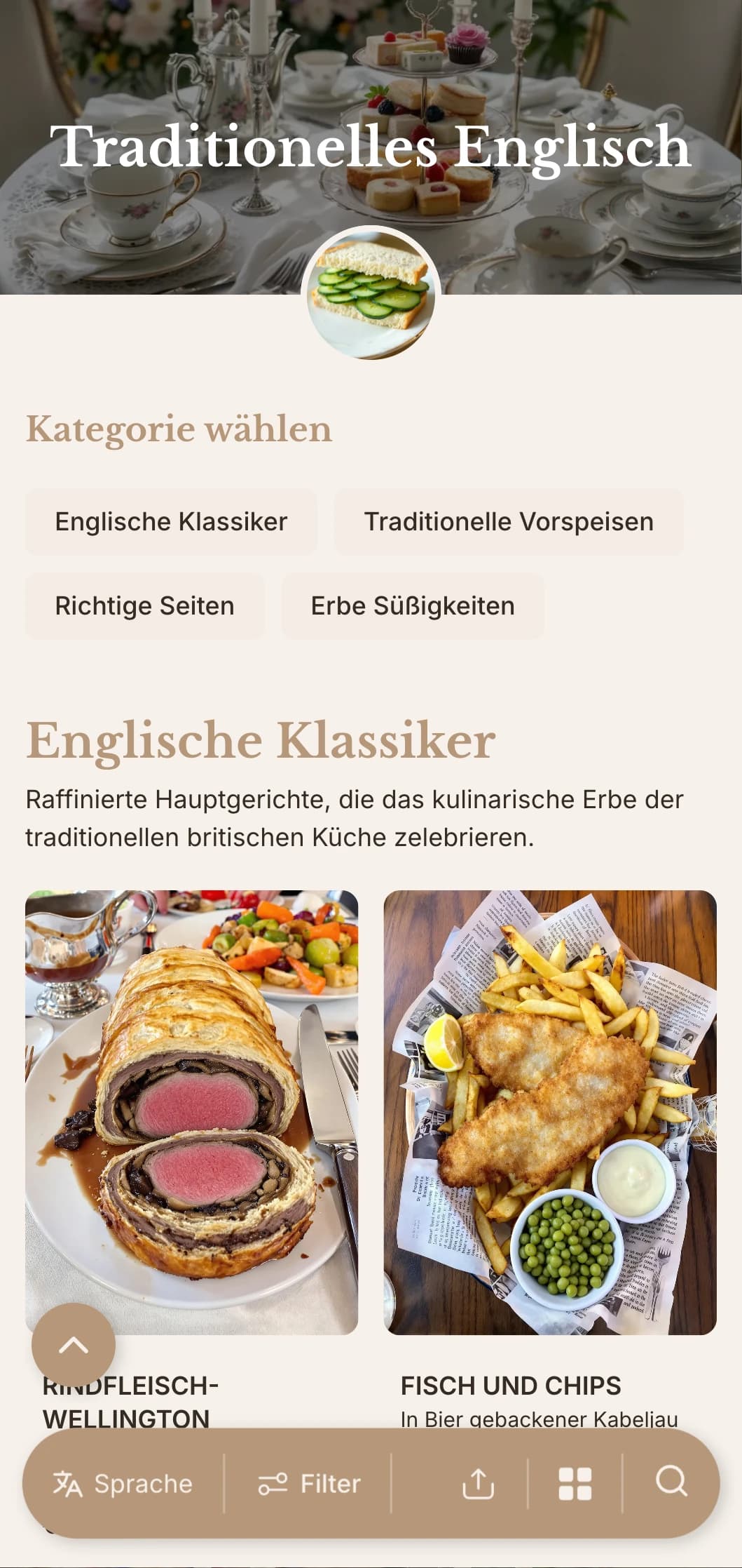 Klassisches britisch inspiriertes Catering mit traditionellen Rezepten, angemessenem Service und raffinierter Präsentation für High Tea-Veranstaltungen und formelle Anlässe.