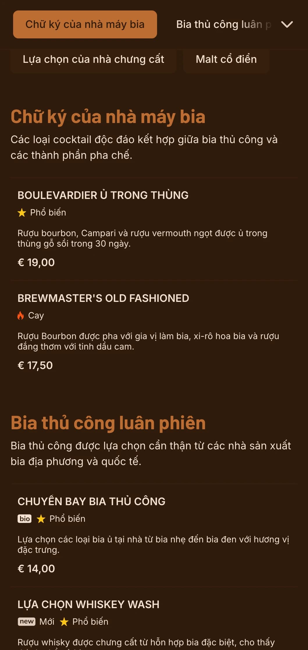 Thiết kế màu cam ấm áp với các thành phần pha chế dành cho bia thủ công và địa điểm bán cocktail.