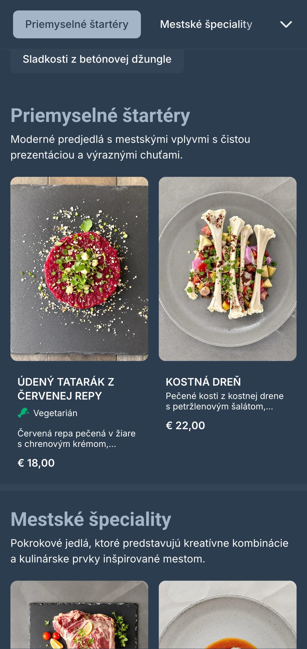 Moderné večerné menu s prvkami industriálneho dizajnu a mestskej estetiky, ideálne pre mestské gastroprevádzky.