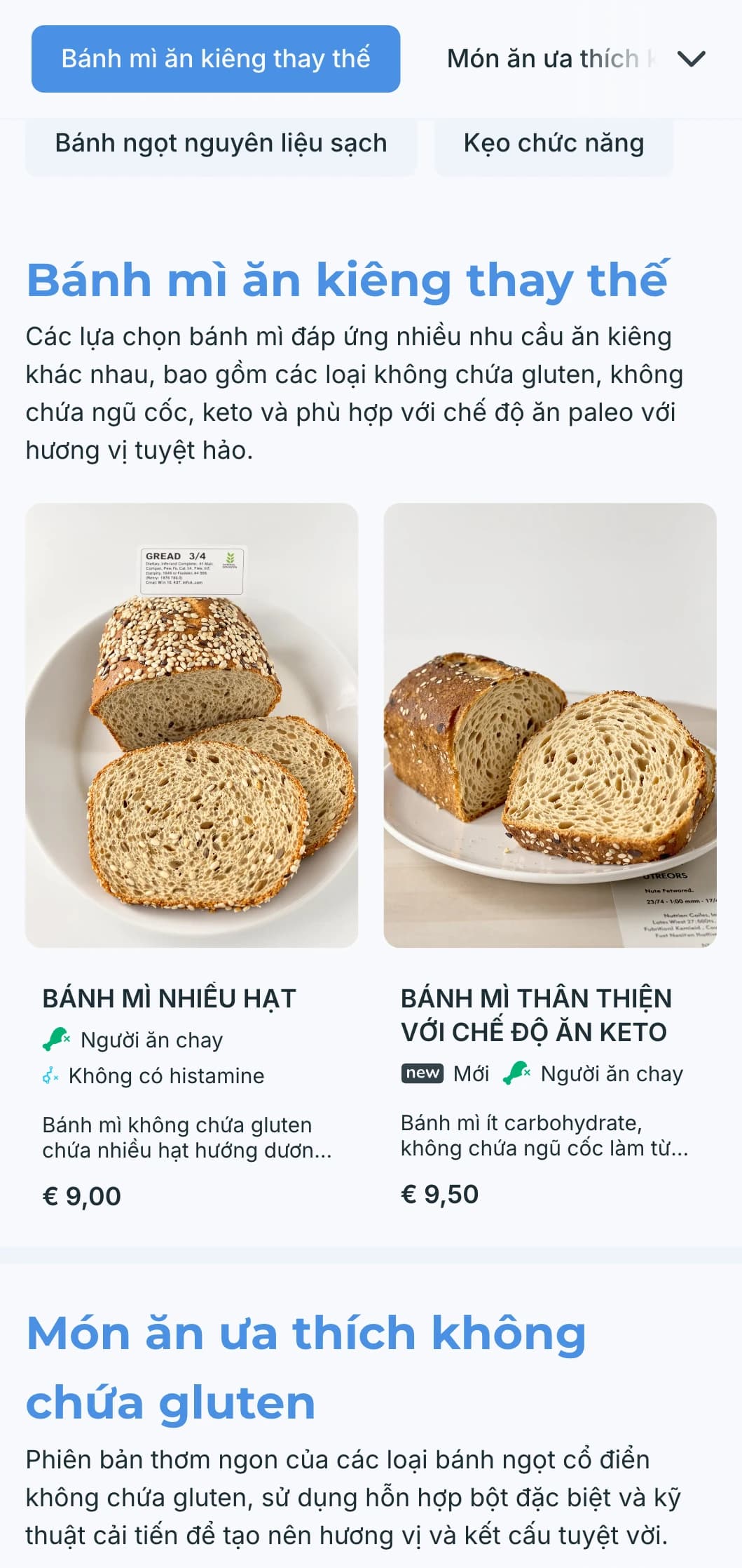 Thiết kế thực đơn bánh mì hiện đại, tươi mới với tông màu xanh mát và kiểu chữ sạch sẽ, hoàn hảo cho các tiệm bánh chú trọng đến sức khỏe và bánh ngọt hiện đại.