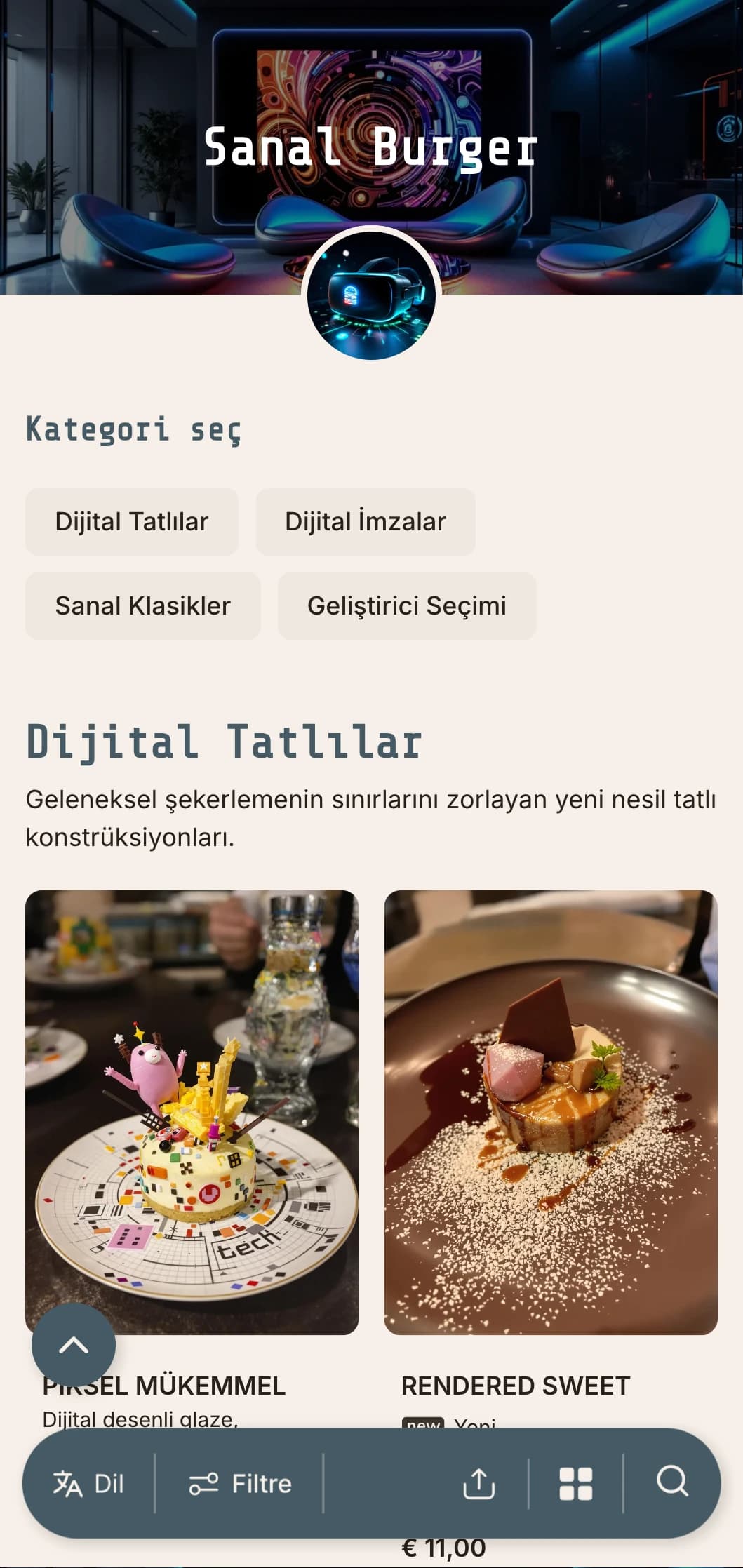 Dijital alemden ilham alan burger konsepti, teknoloji ve sanal deneyimleri kutluyor.