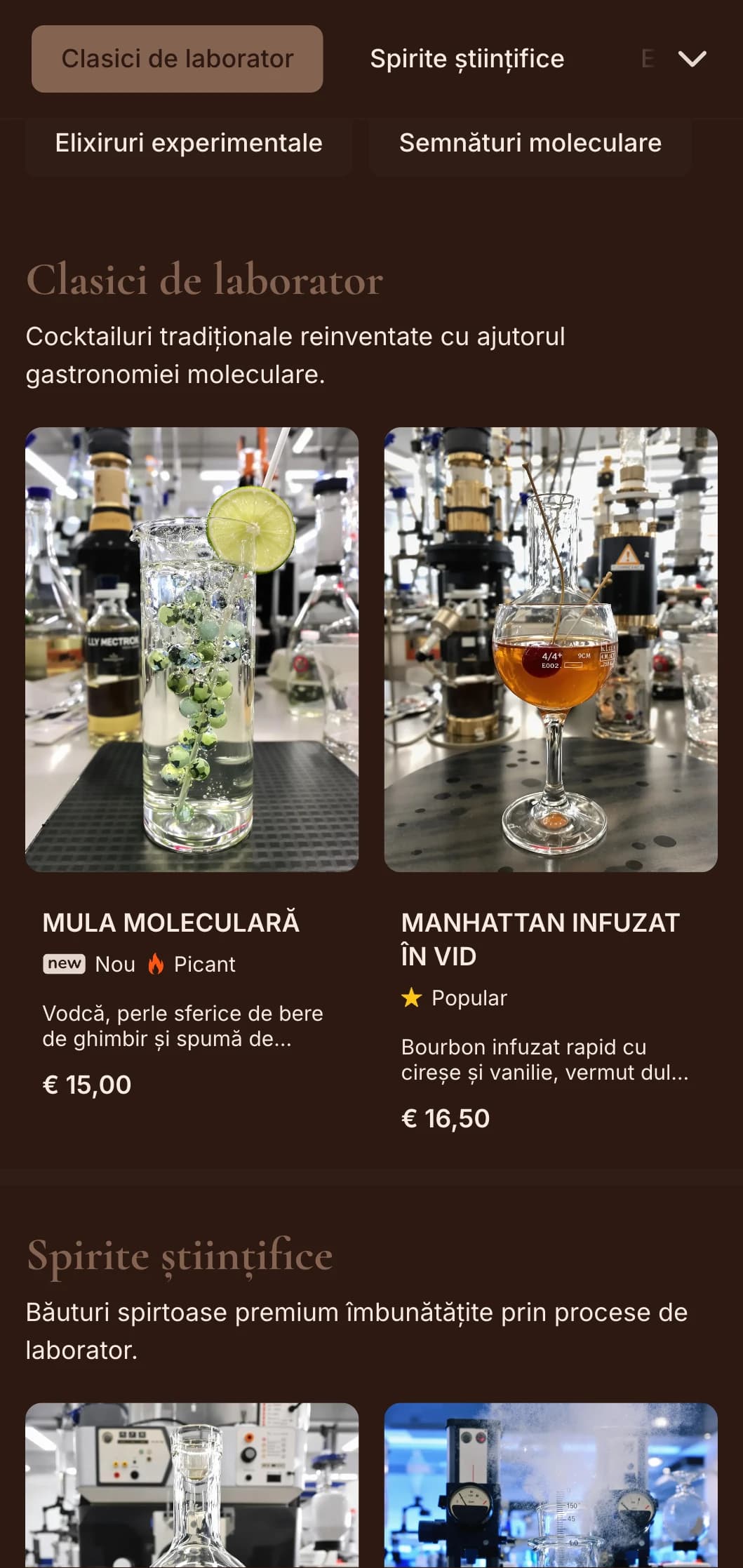 Design violet de inspirație misterioasă cu elemente botanice pentru baruri de cocktailuri artizanale.