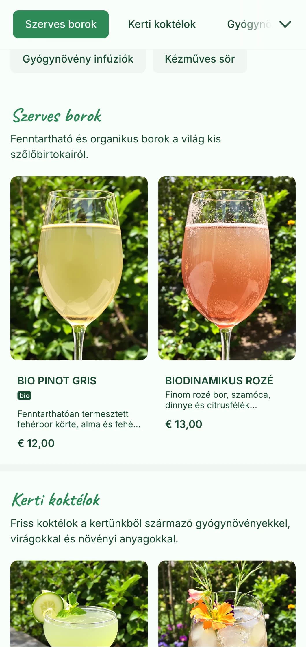 Friss zöld témájú design botanikai elemekkel kerti bárok és teraszok számára.