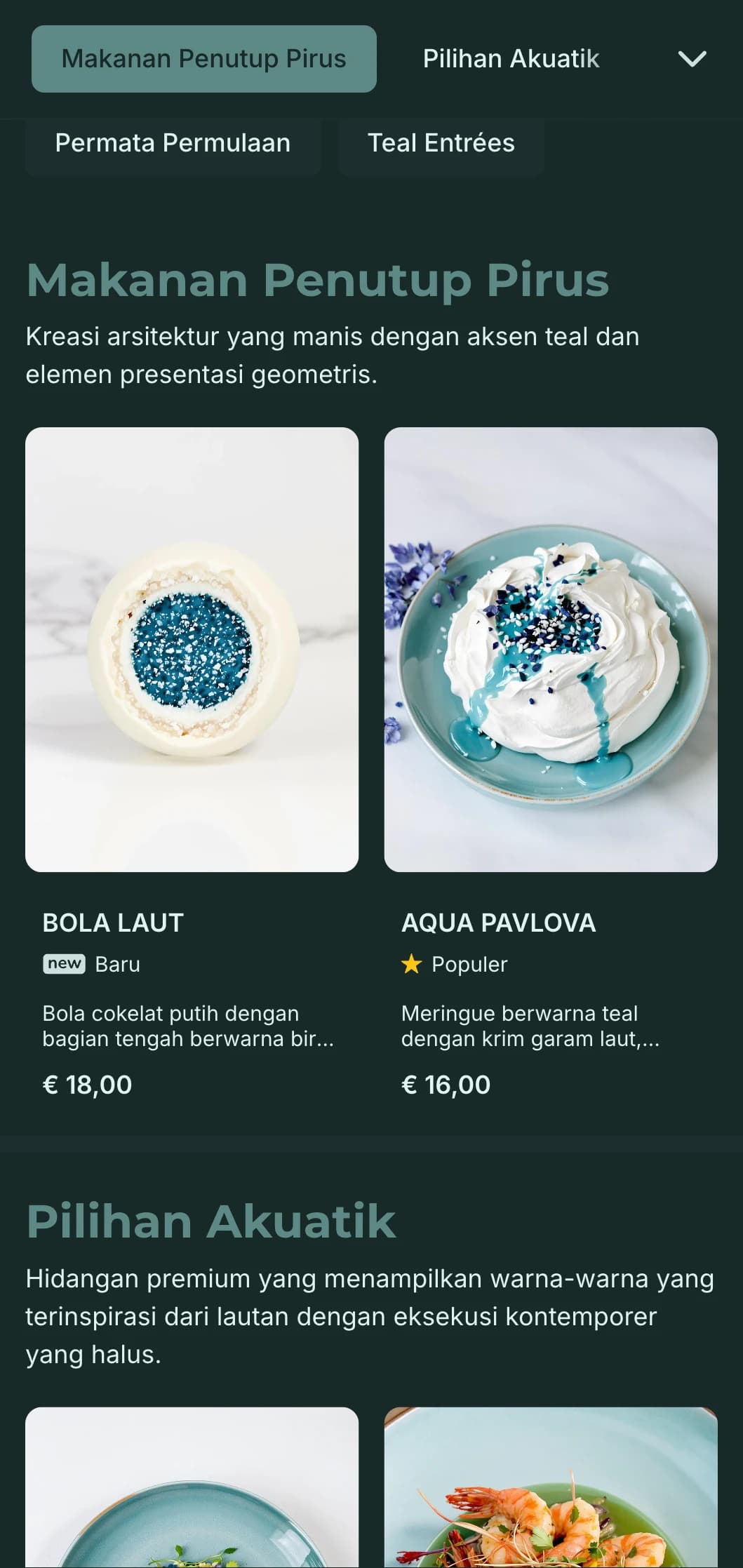 Konsep modern yang canggih yang menampilkan warna teal yang kaya dan elemen kemewahan kontemporer.