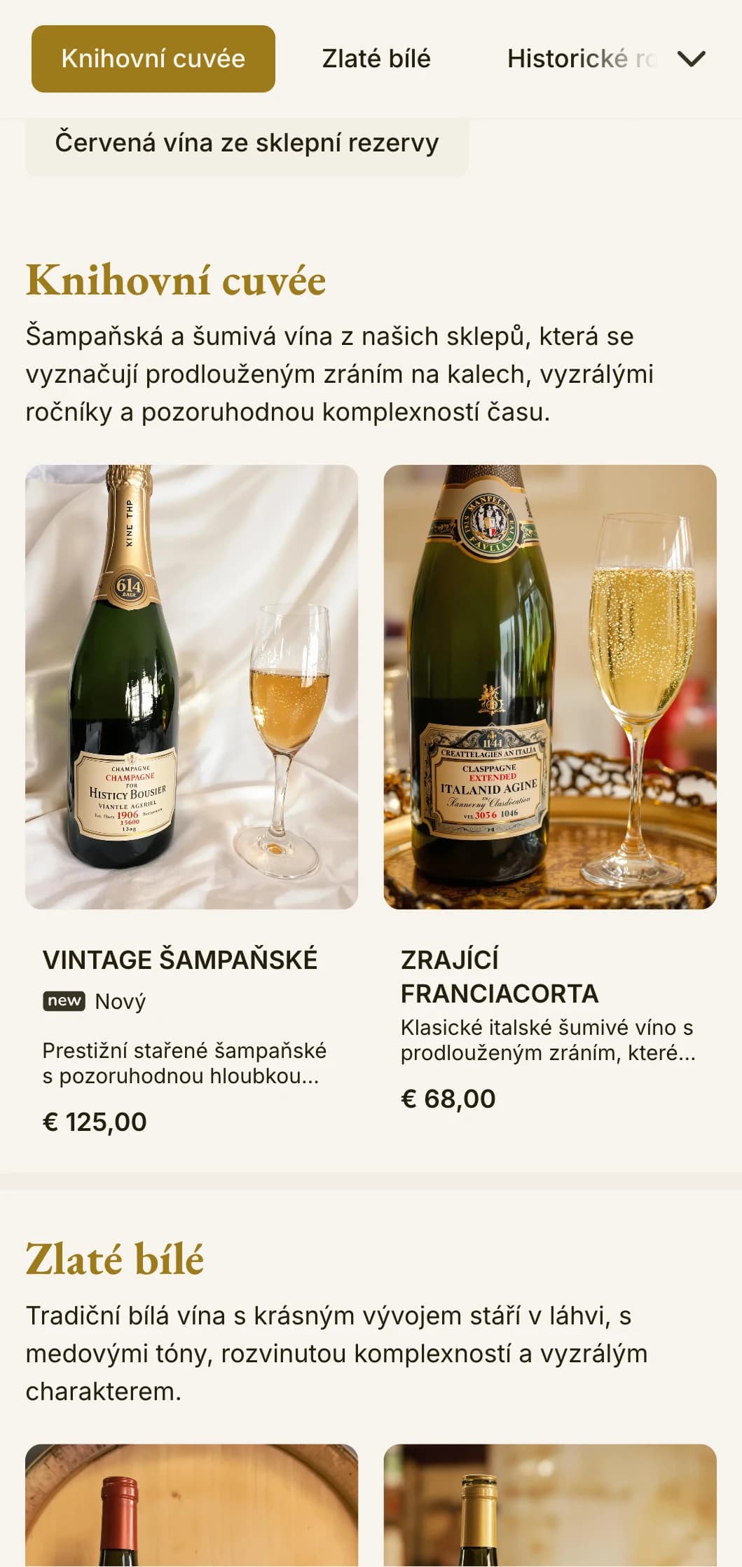 Hřejivě tradiční šablona vinného lístku s jantarovými akcenty a památkovými prvky, ideální pro zavedená vinařství a klasické fine diningové zážitky.