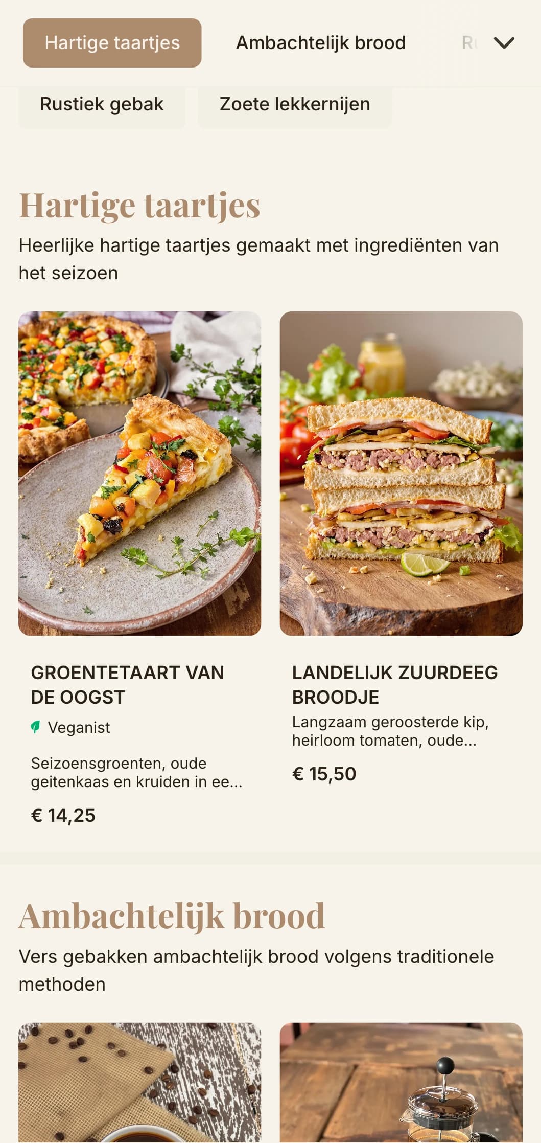 Aardetinten met ambachtelijke typografie voor bakkerijgerichte cafés en patisserieën.