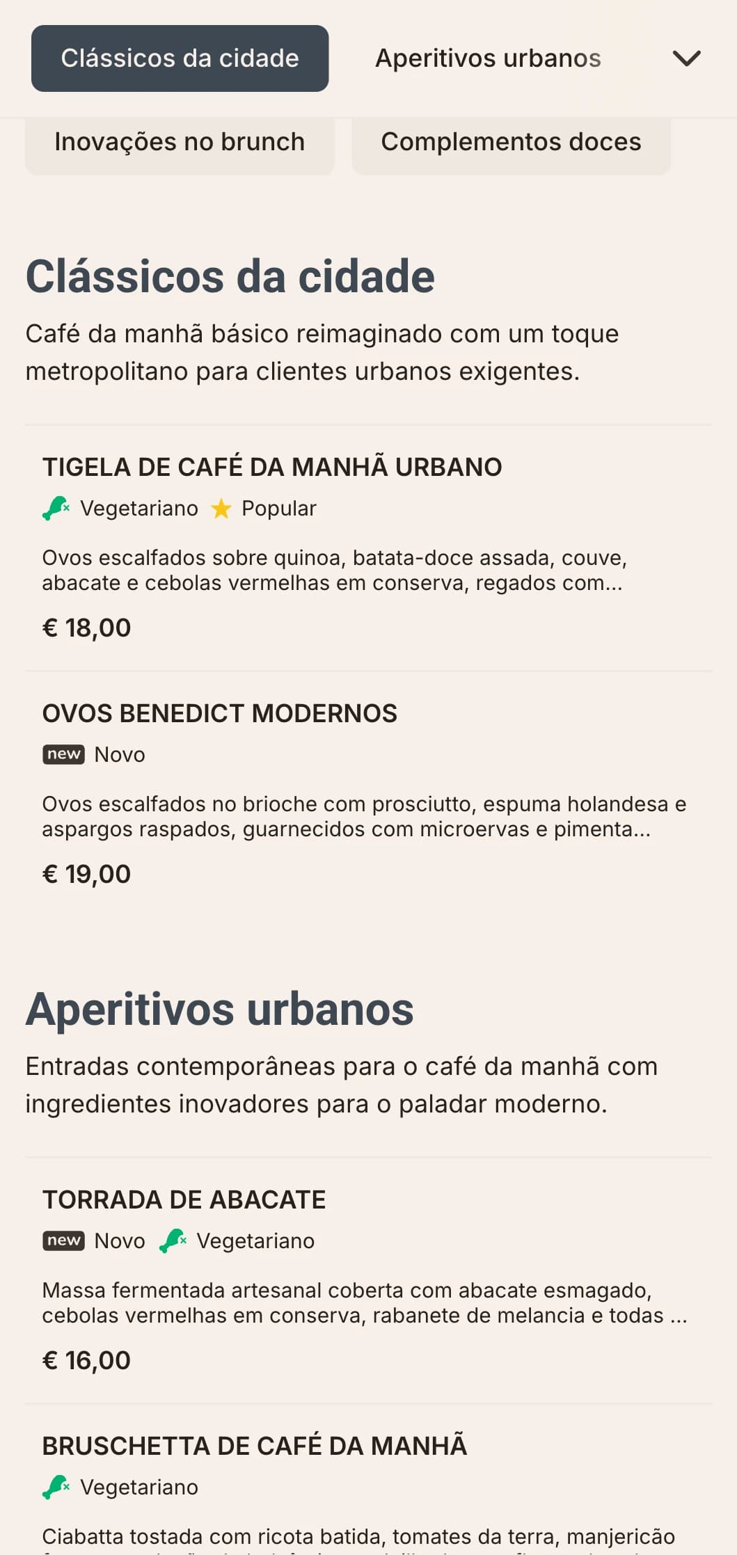 Opções de café da manhã elegantes e contemporâneas para o urbano moderno, com apresentação minimalista e combinações inovadoras de sabores.