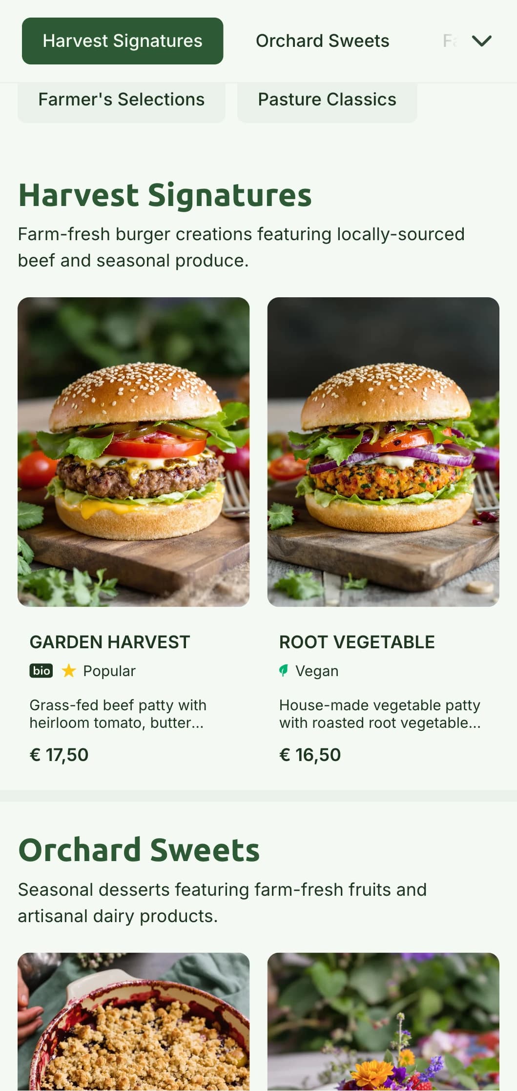 Wholesome farm-to-table burger concept with natural greens and rustic elements highlighting ingredient quality.