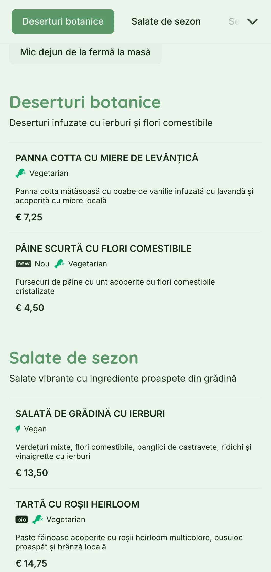 Design verde vibrant cu elemente botanice pentru cafenele de grădină și restaurante organice.