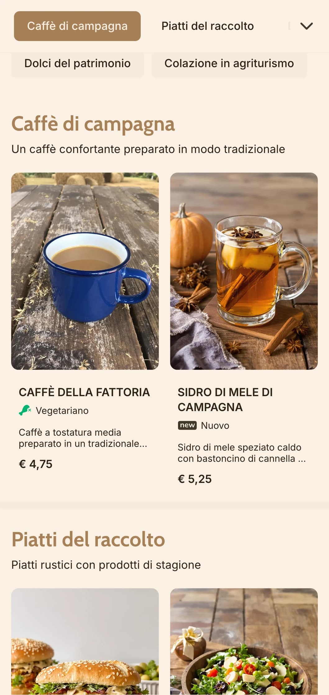 Un design terroso con elementi rustici in legno per le colazioni in campagna e le caffetterie in fattoria.