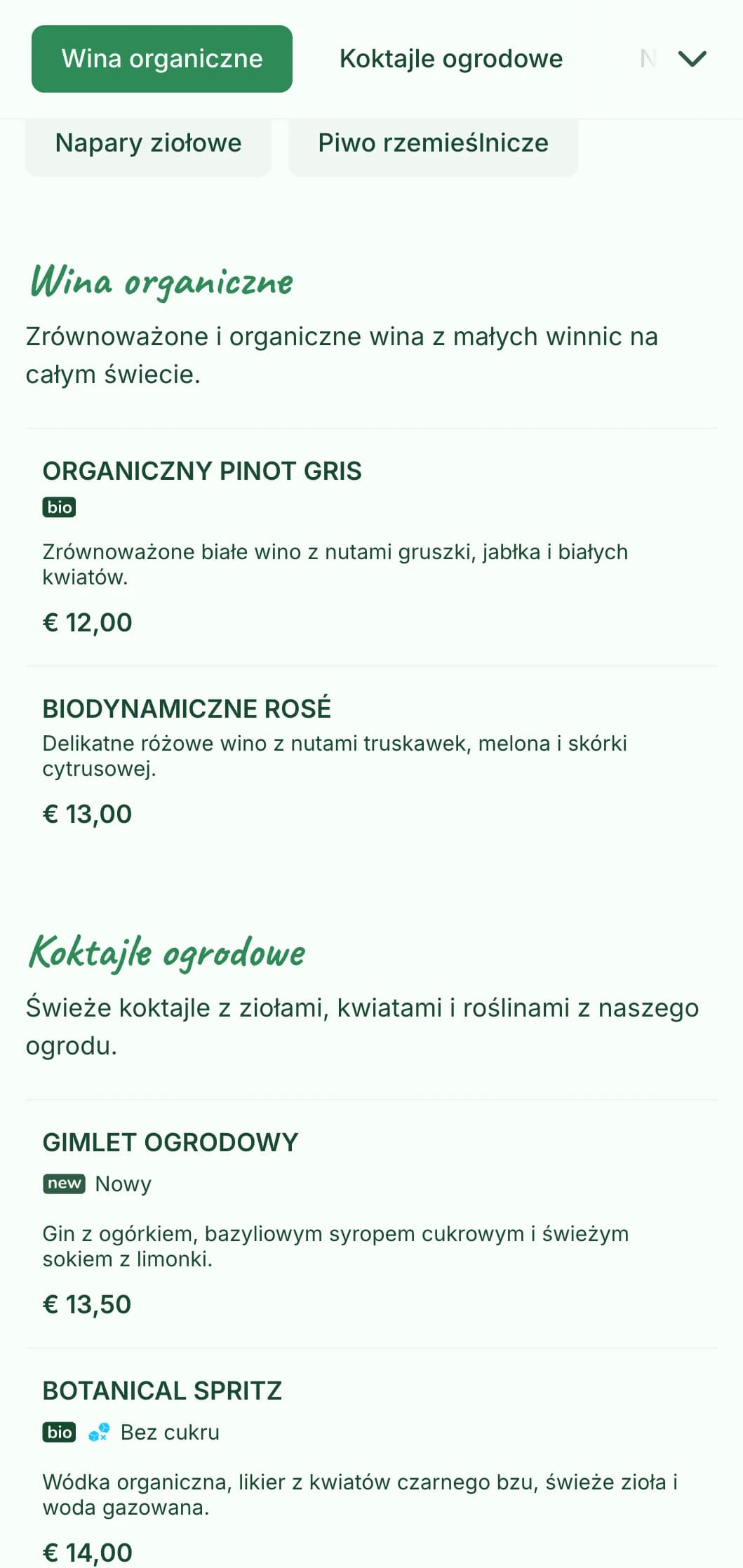 Świeży, zielony design z elementami botanicznymi dla barów ogrodowych i tarasów.