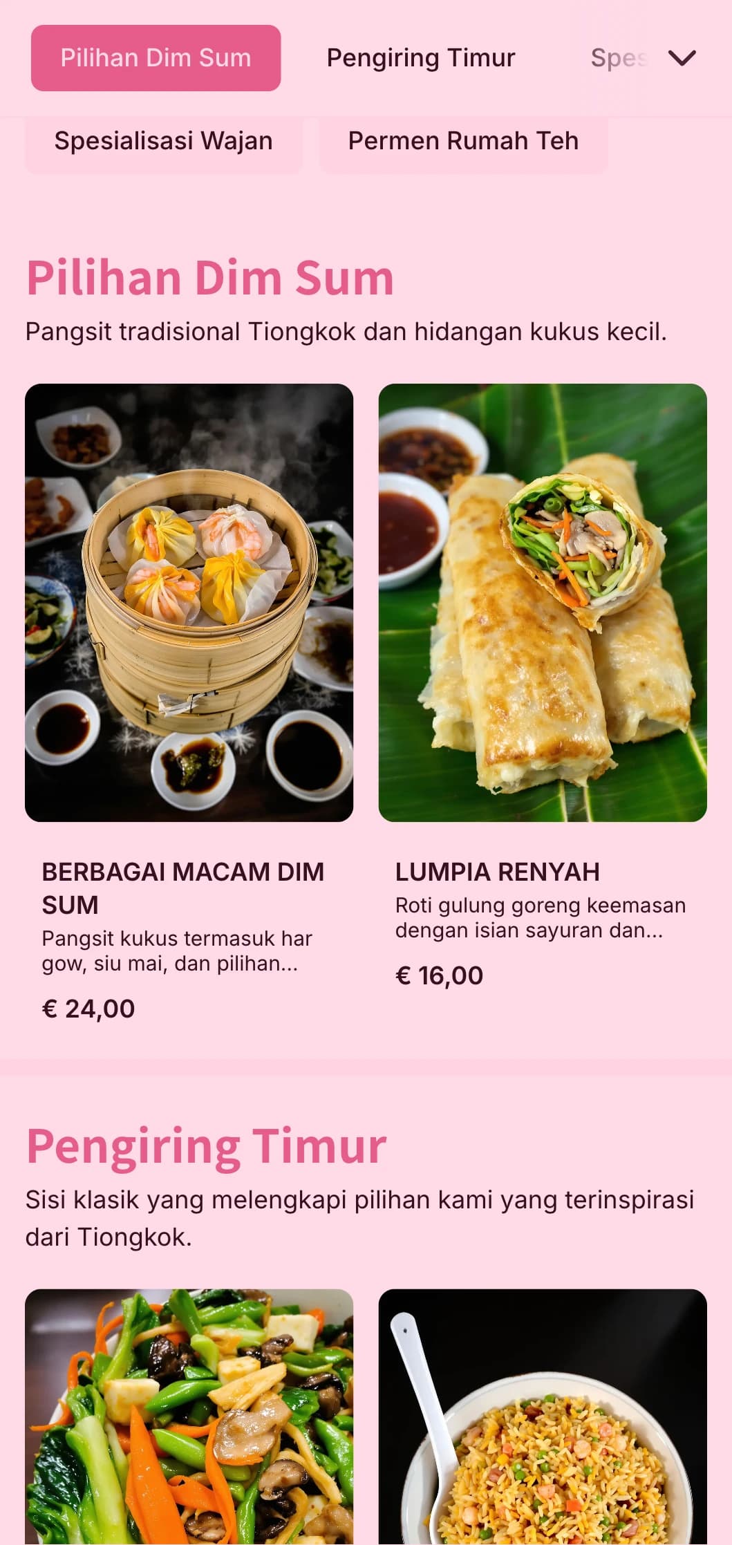 Katering dim sum tradisional yang terinspirasi dari hidangan dim sum Tiongkok yang menampilkan hidangan kukus kecil, pangsit, dan penyajian otentik untuk acara dan perayaan budaya.