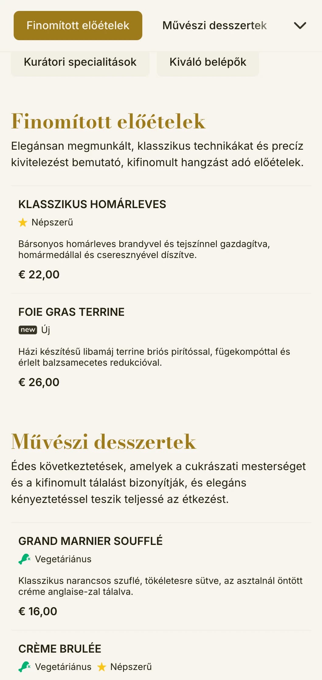 Kifinomult, kifinomult ebédmenü design finom tipográfiával és klasszikus arányokkal, amely alkalmas az előkelő éttermek és fine dining létesítmények számára, amelyek ebédet kínálnak.
