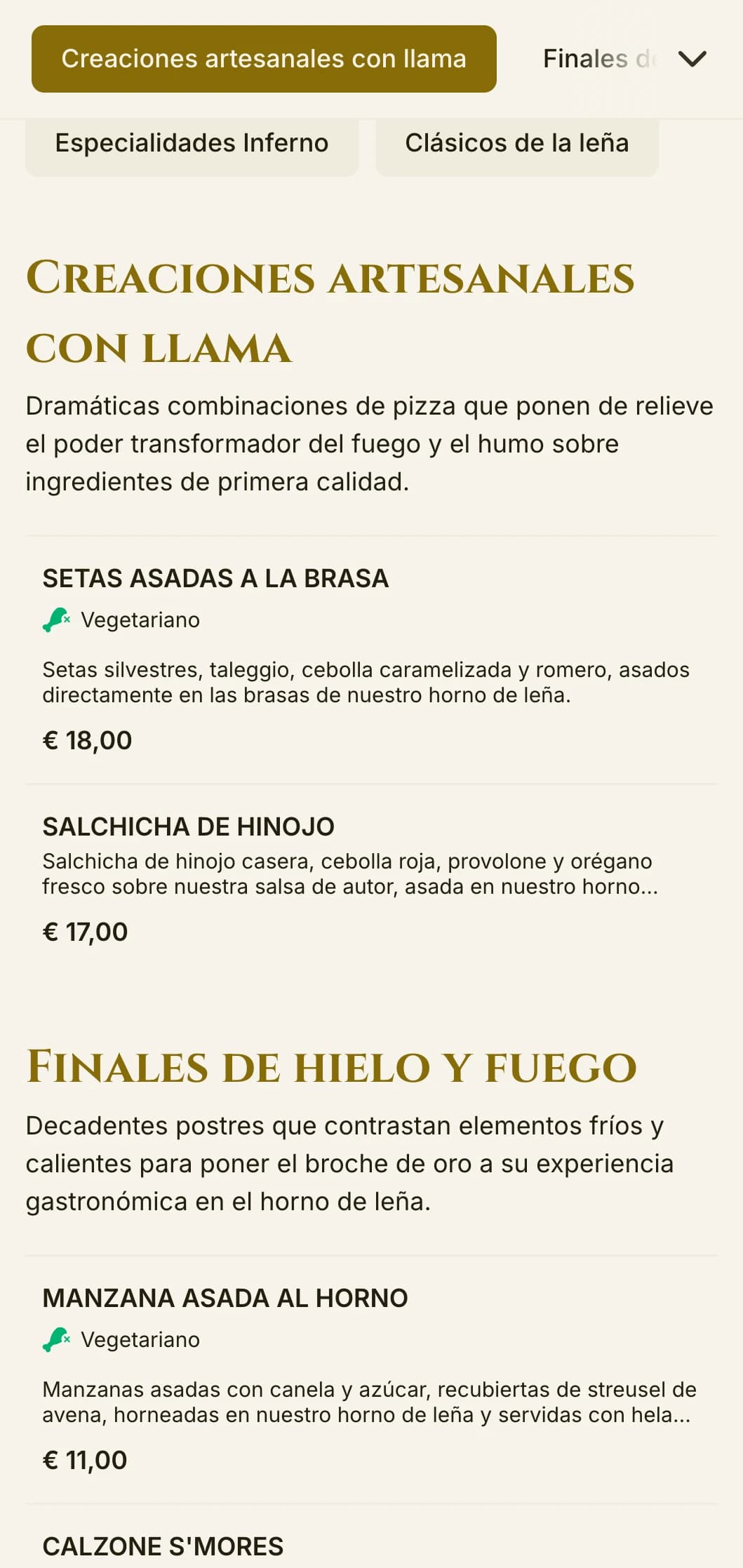 Una espectacular carta de pizzas con colores vivos y tipografía atrevida para especialistas en pizza al horno de leña.