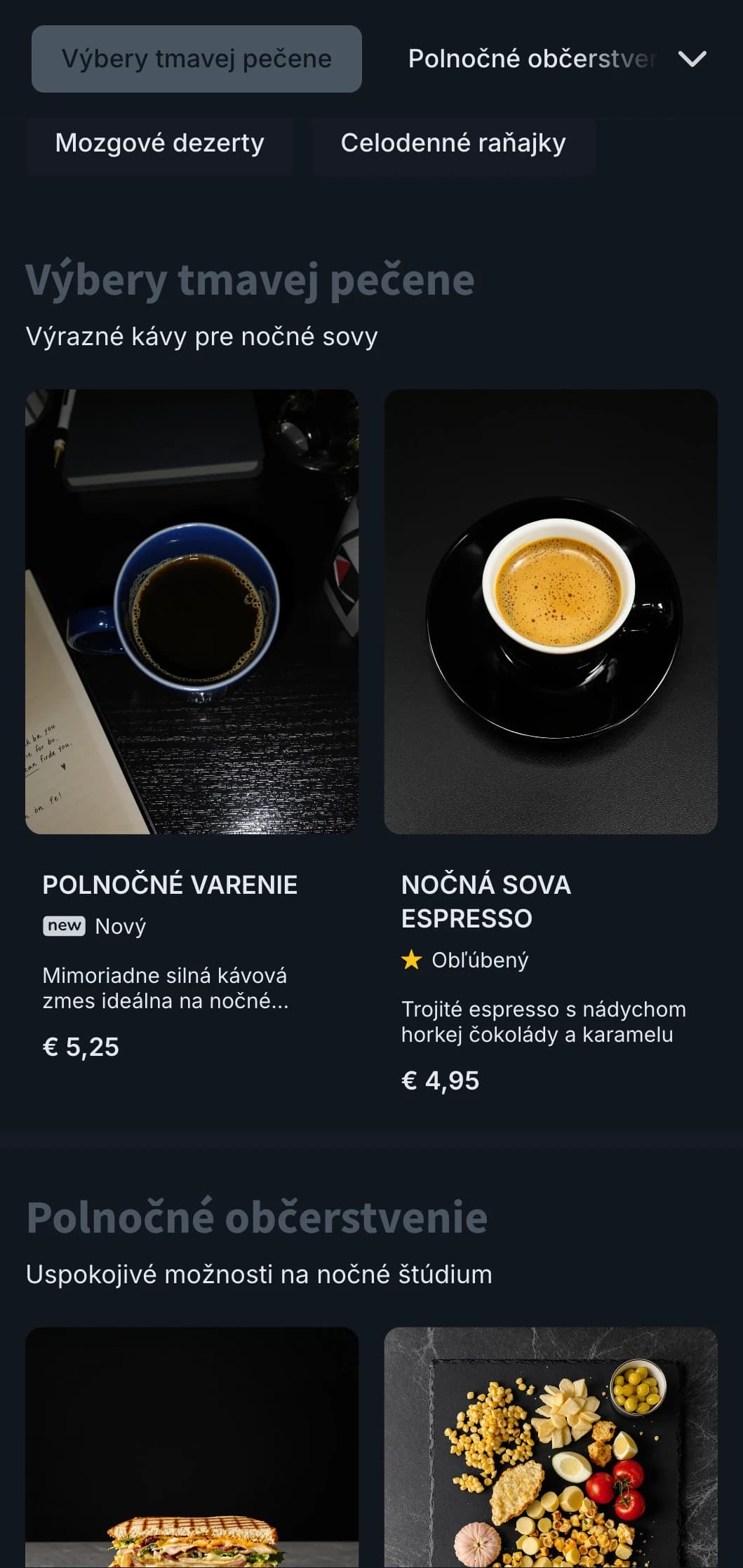 Tmavomodré a sivé tóny pre nočné študijné kaviarne a kaviarne s nepretržitou prevádzkou.