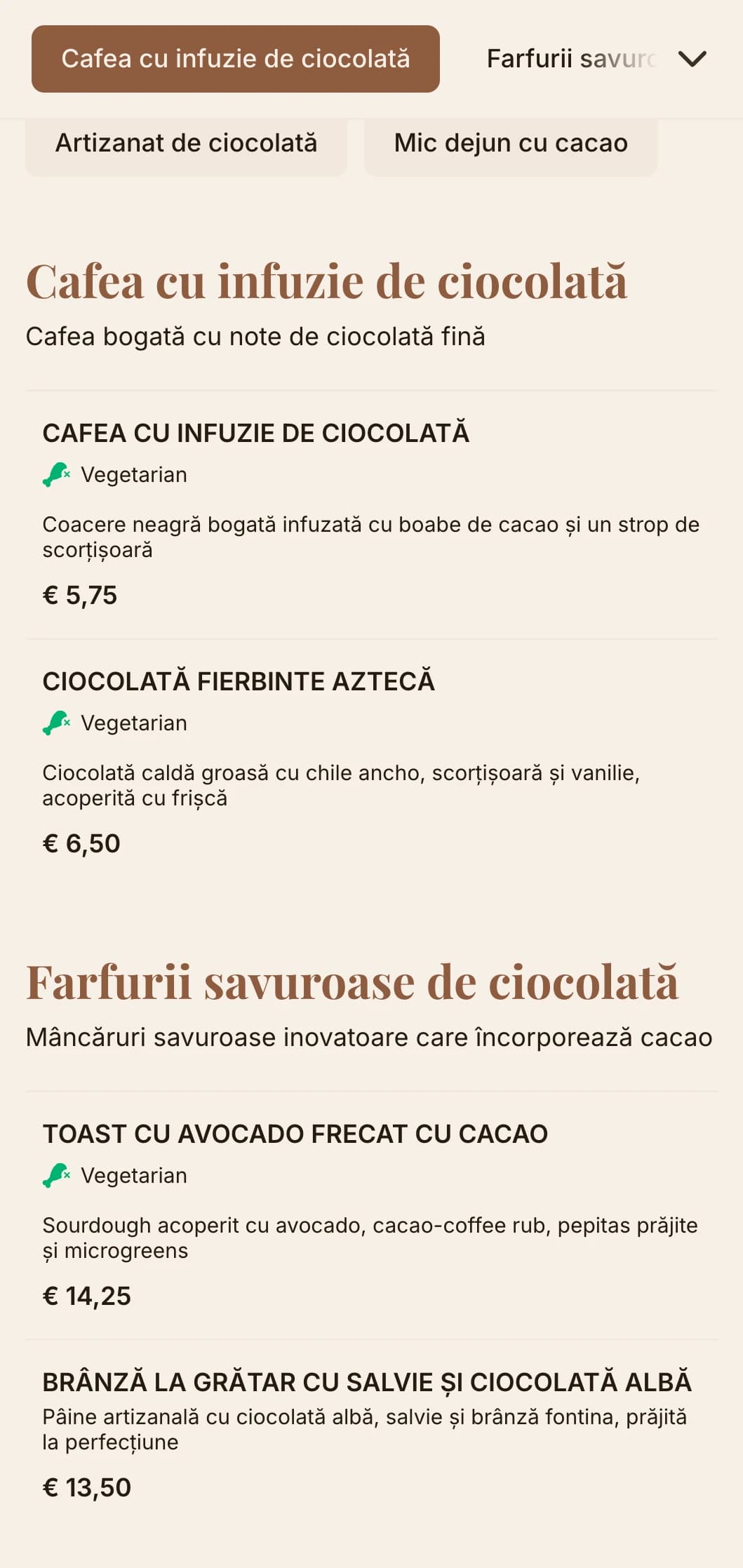 Design maro închis cu texturi bogate pentru cafenele de ciocolată și magazine de deserturi.