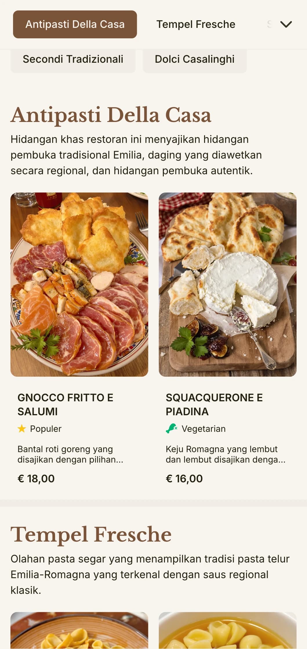 Desain tradisional yang hangat merayakan warisan pembuatan pasta Emilia-Romagna yang terkenal.