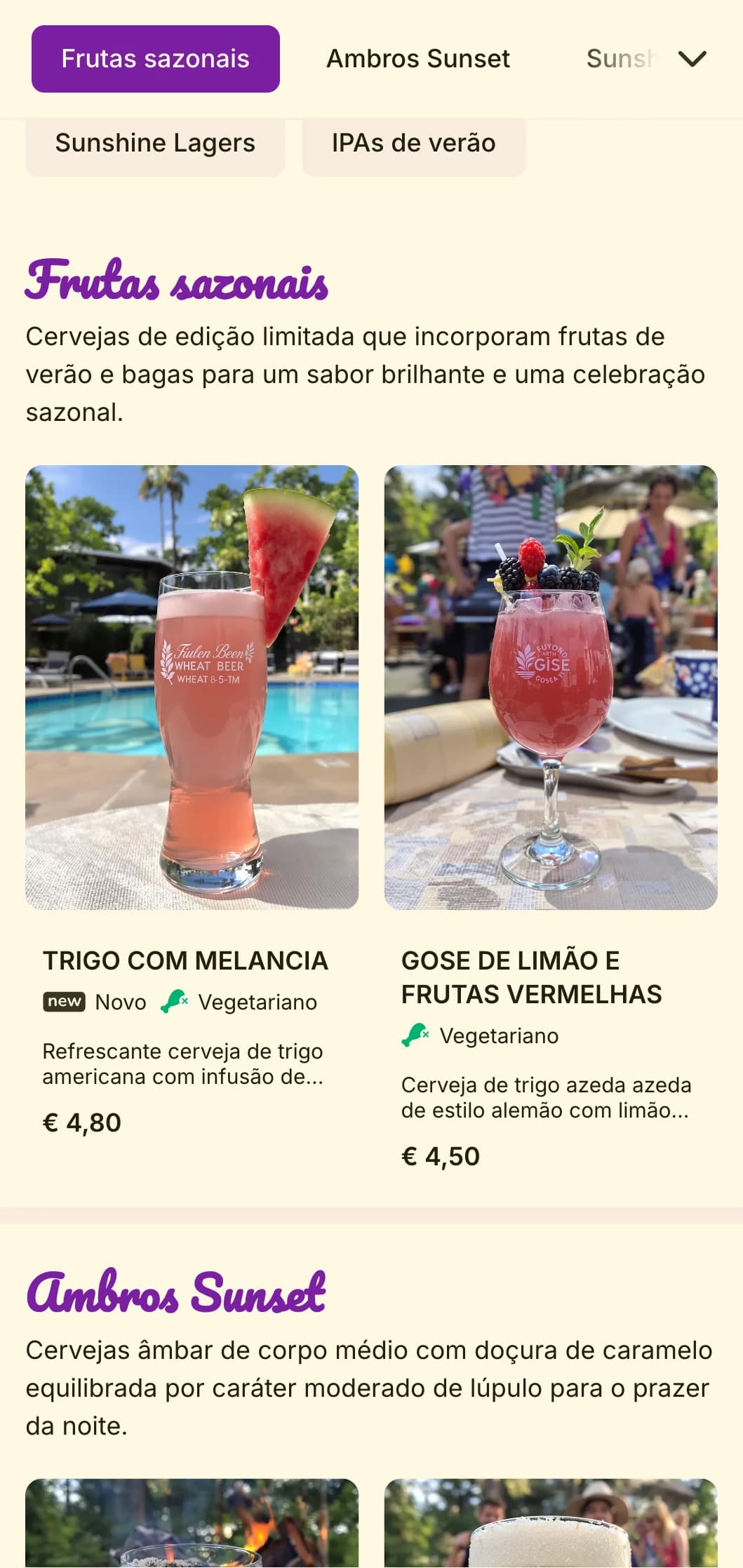Design brilhante e ensolarado com tons dourados e acentos quentes, perfeito para cervejarias de verão e ofertas de cervejas sazonais.