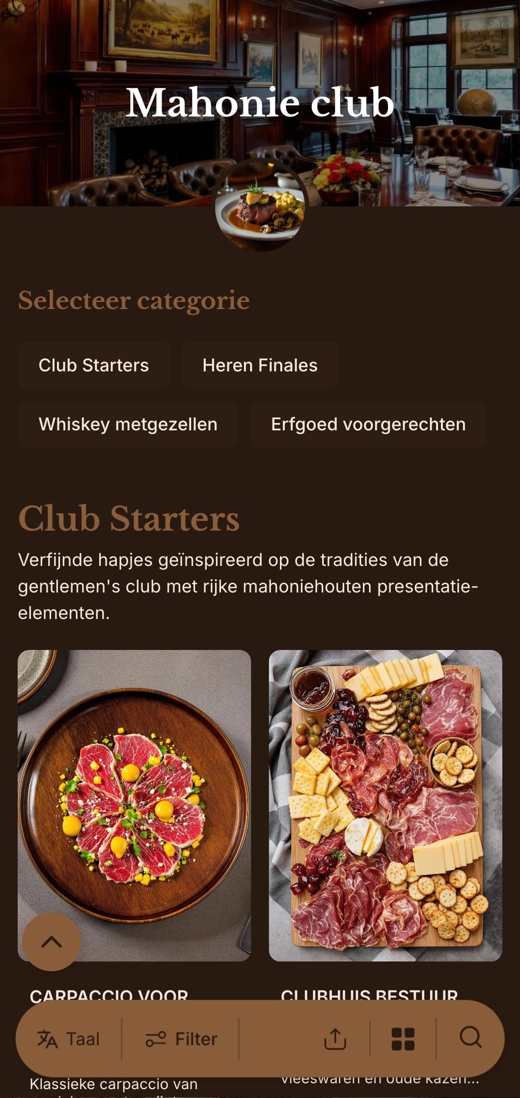 Geraffineerd, op een herenclub geïnspireerd concept met rijke houttinten en traditionele luxe-elementen.