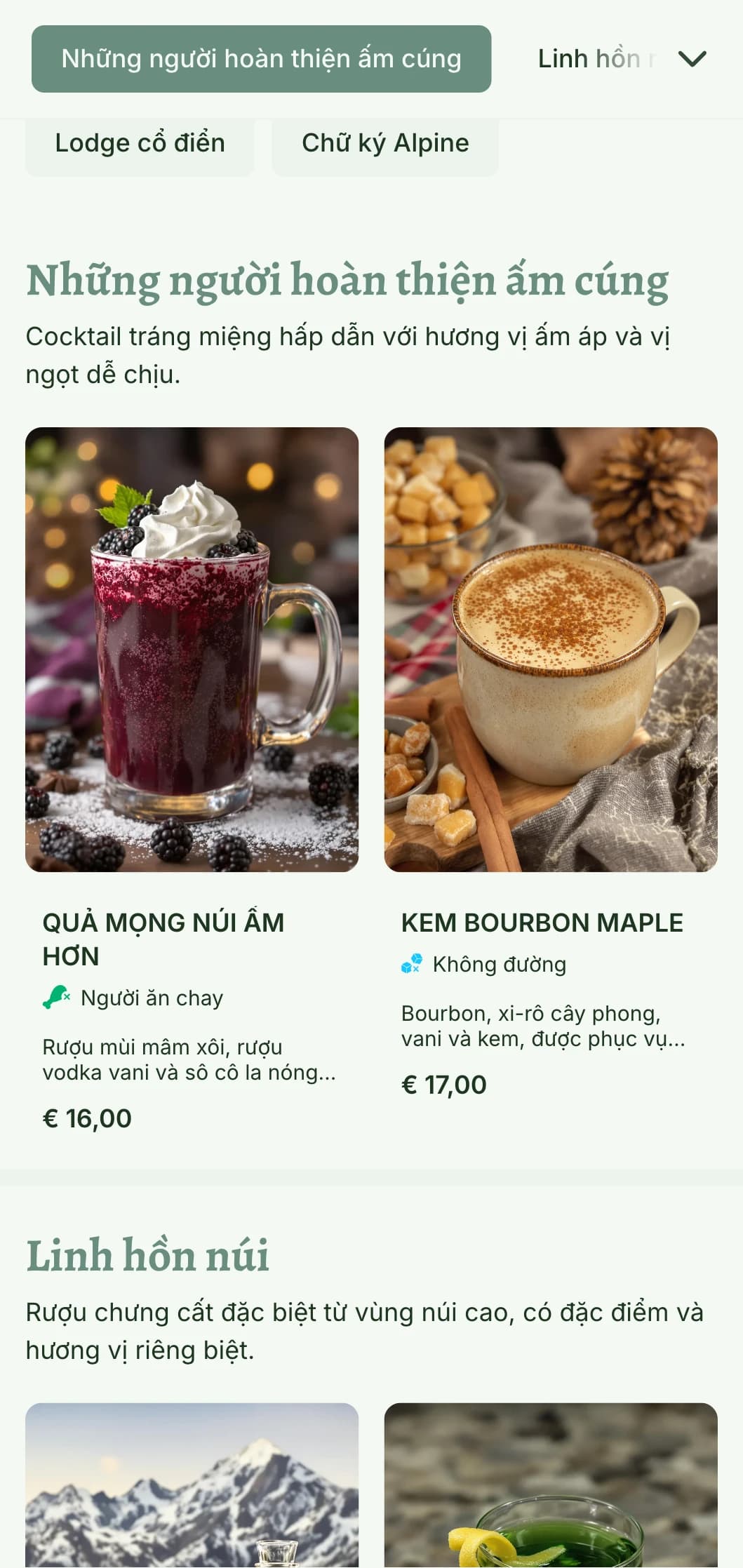 Thiết kế ấm cúng lấy cảm hứng từ núi dành cho các quán bar ở khu nghỉ dưỡng trượt tuyết và nhà nghỉ trên núi cao với các yếu tố tự nhiên ấm áp và kiểu chữ mộc mạc.